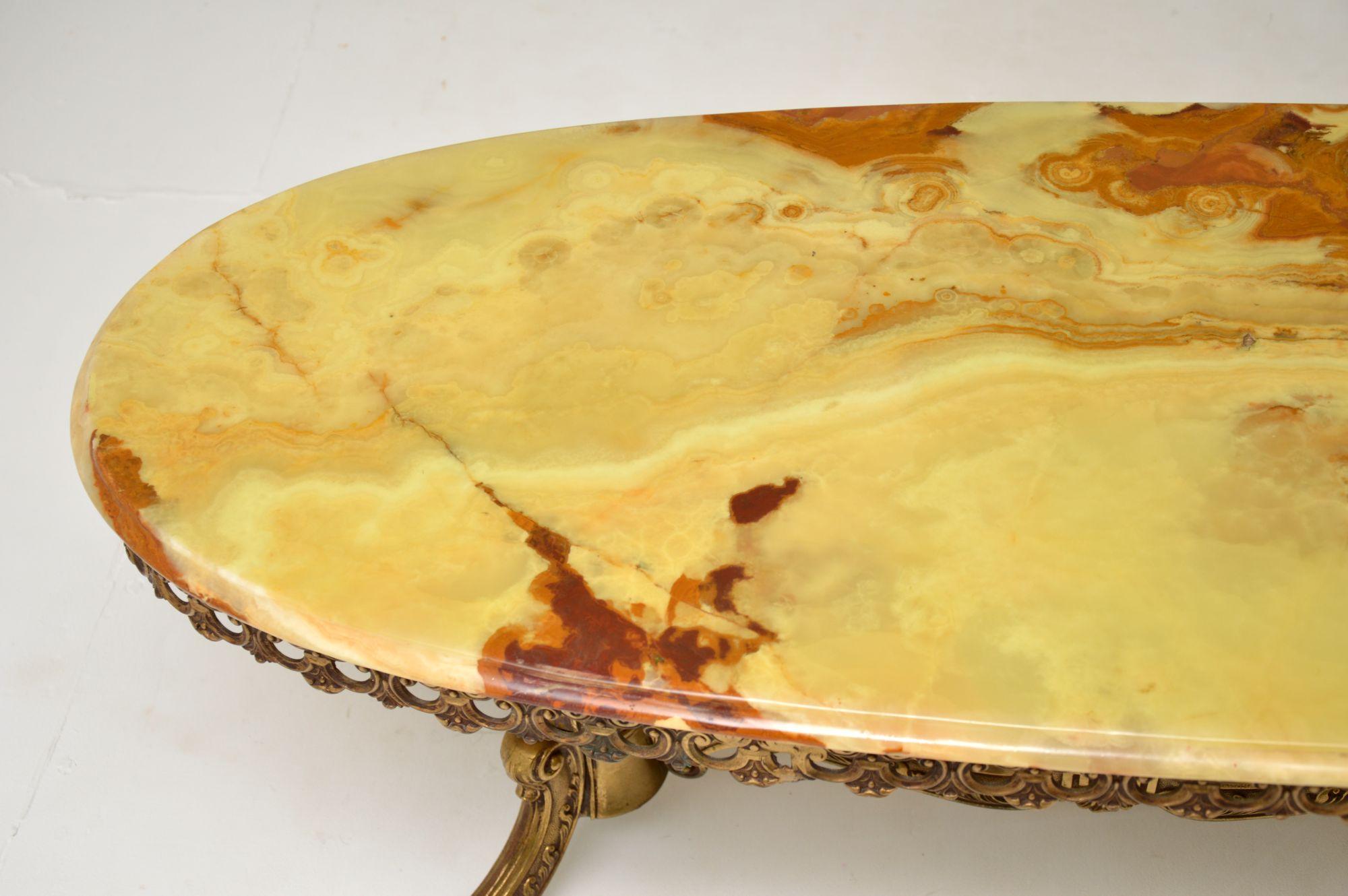 English Antique French Onyx & Brass Coffee Table