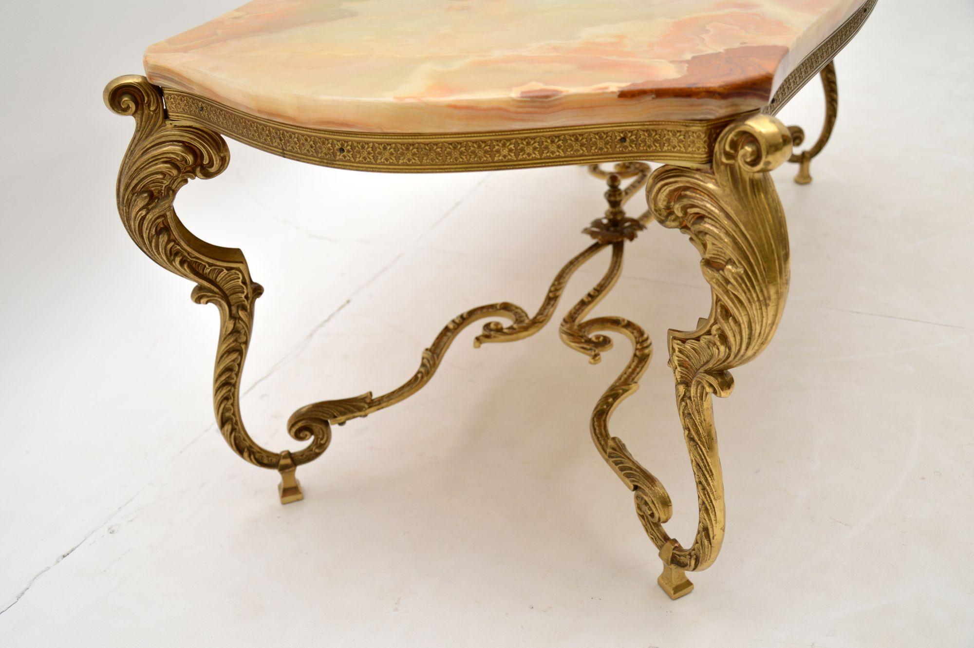 Antique French Onyx & Brass Coffee Table 2