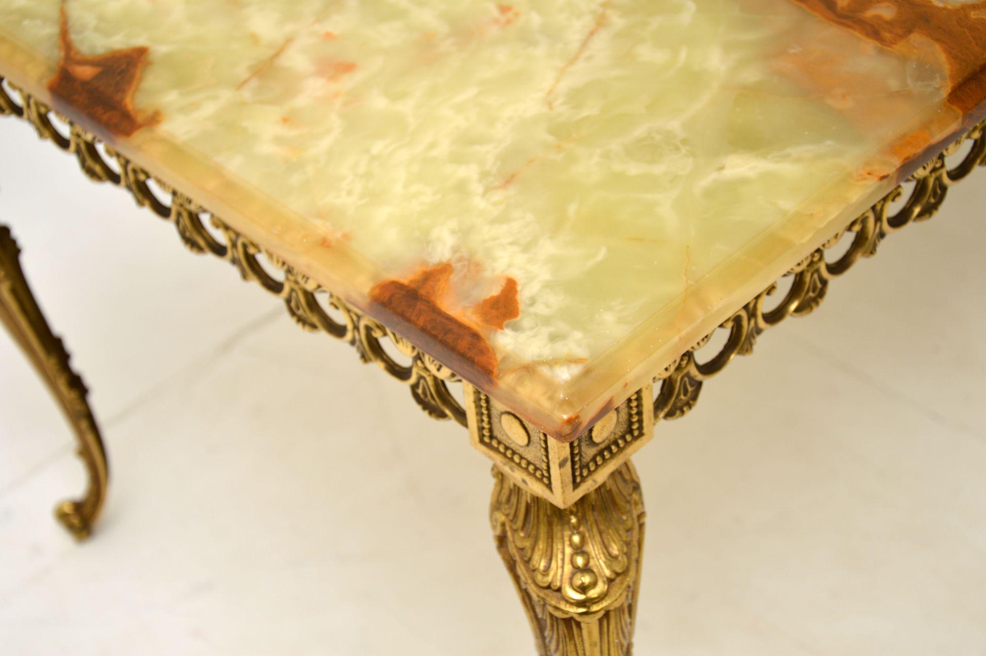 20th Century Antique French Onyx & Brass Coffee Table