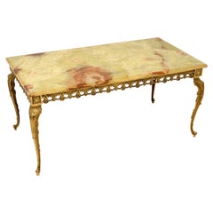 Vintage French Onyx & Brass Coffee Table