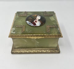 Antique French Onyx Bronze Mount Box  circa 1880