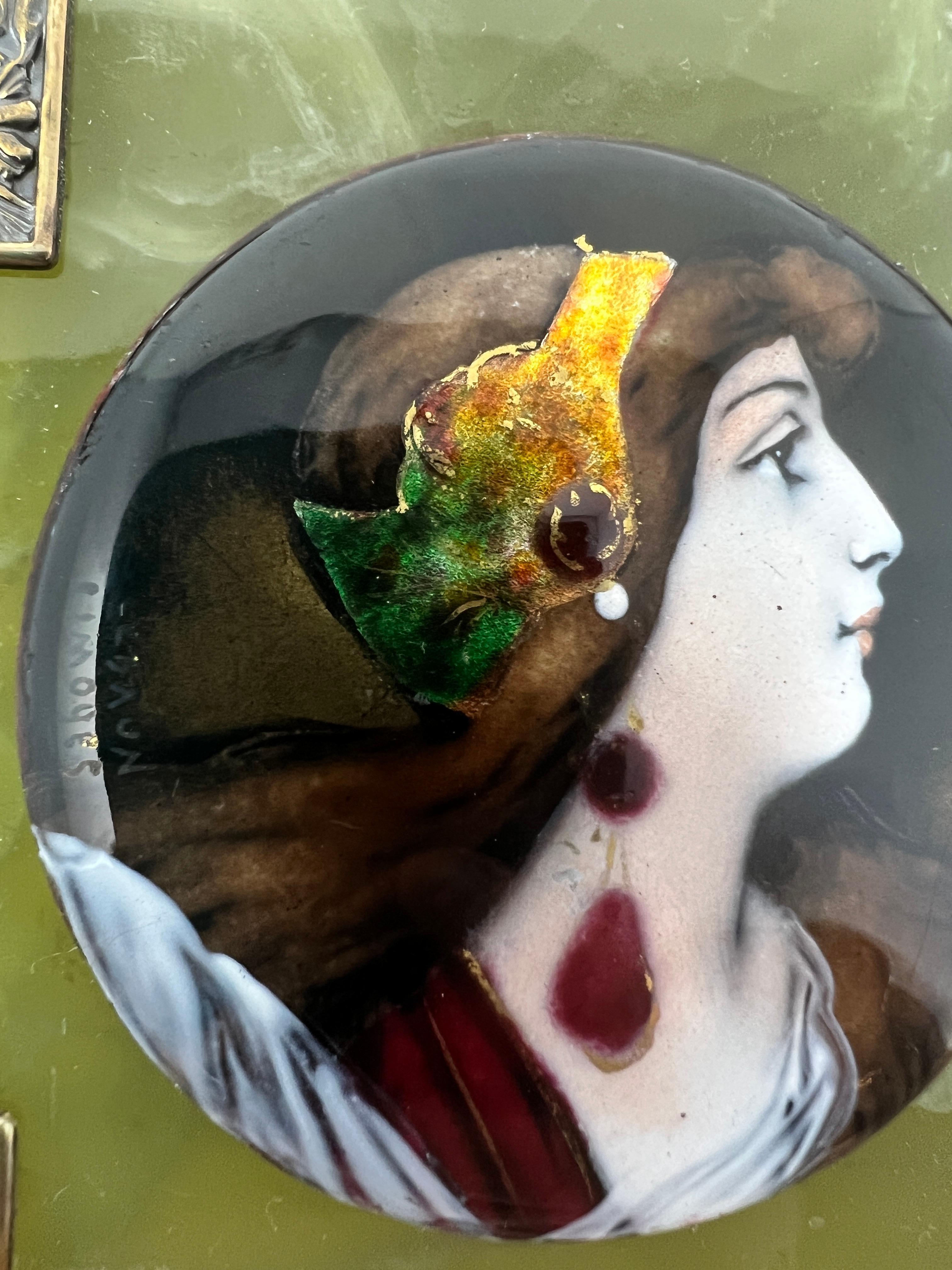Antique French Onyx Bronze Mount Box  circa 1880 1