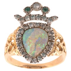 Antique French Opal And Diamond Engagement Ring Late 19th Century