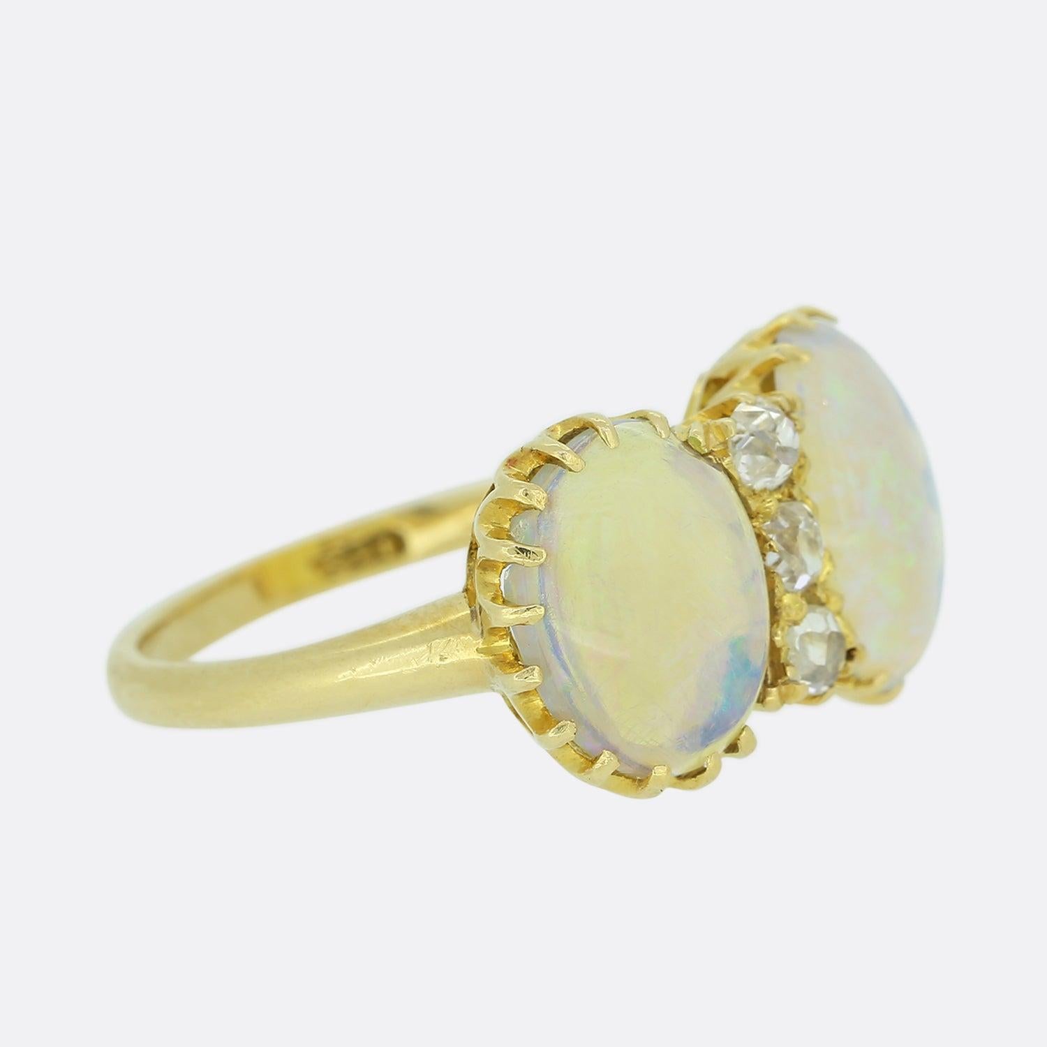 Victorian Antique French Opal and Diamond Ring
