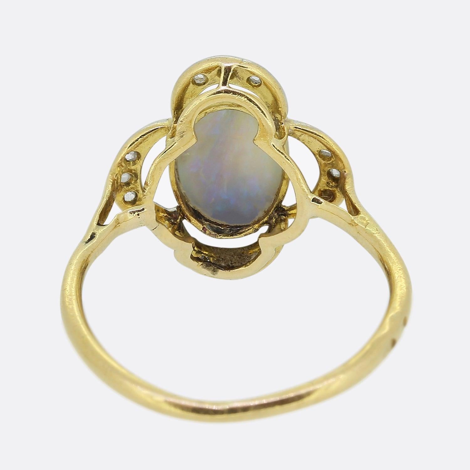 Rose Cut Antique French Opal and Diamond Ring For Sale