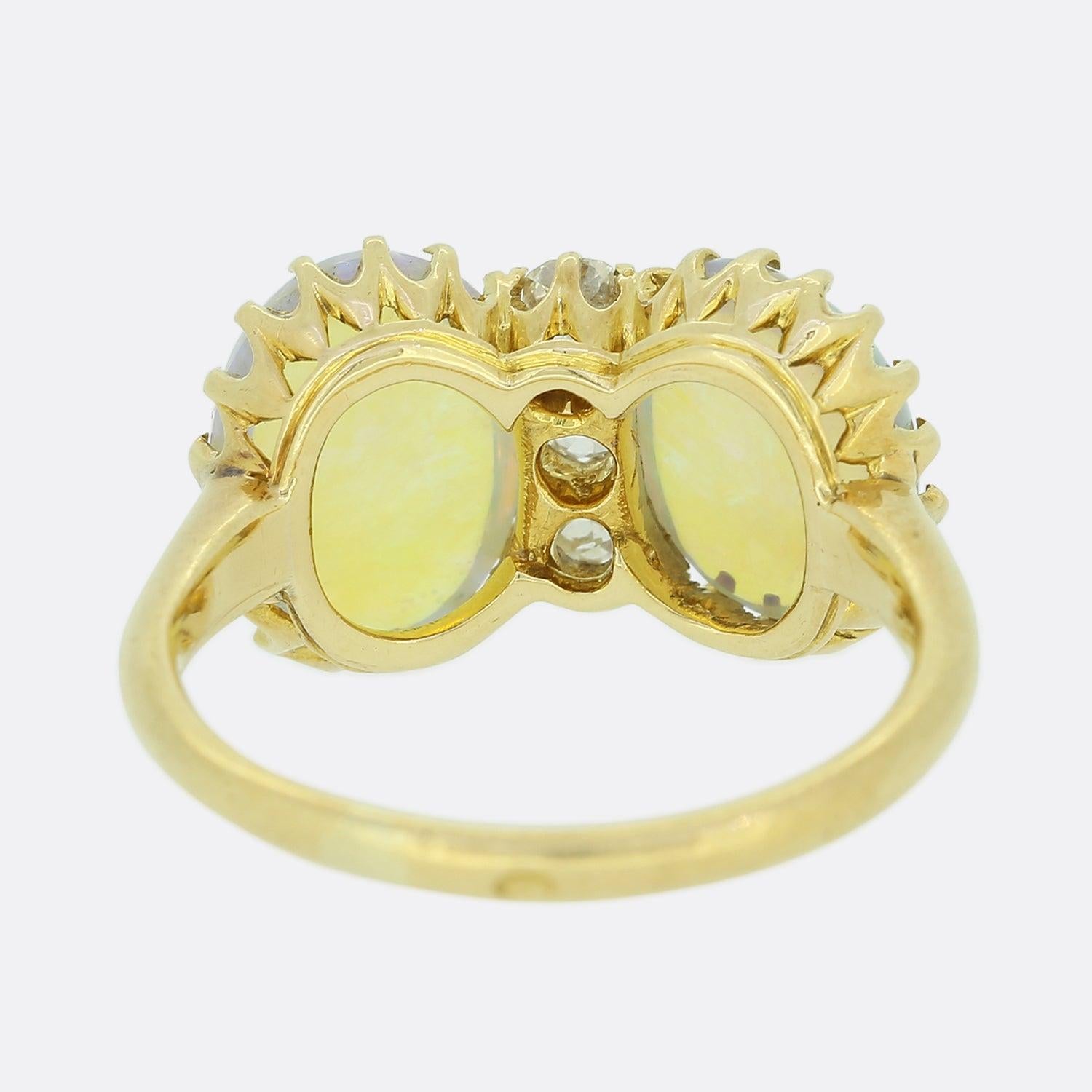 Cabochon Antique French Opal and Diamond Ring