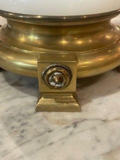 Antique French Opaline and Bronze Lamp