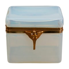 Antique French Opaline Box with Empire Bronze Mount