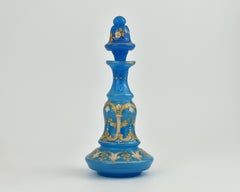 Antique French Opaline Enamelled Glass Perfume Bottle, Flacon, 19th Century