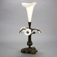 Antique French Opaline Glass & Bronze Lily Form Epergne 19th C