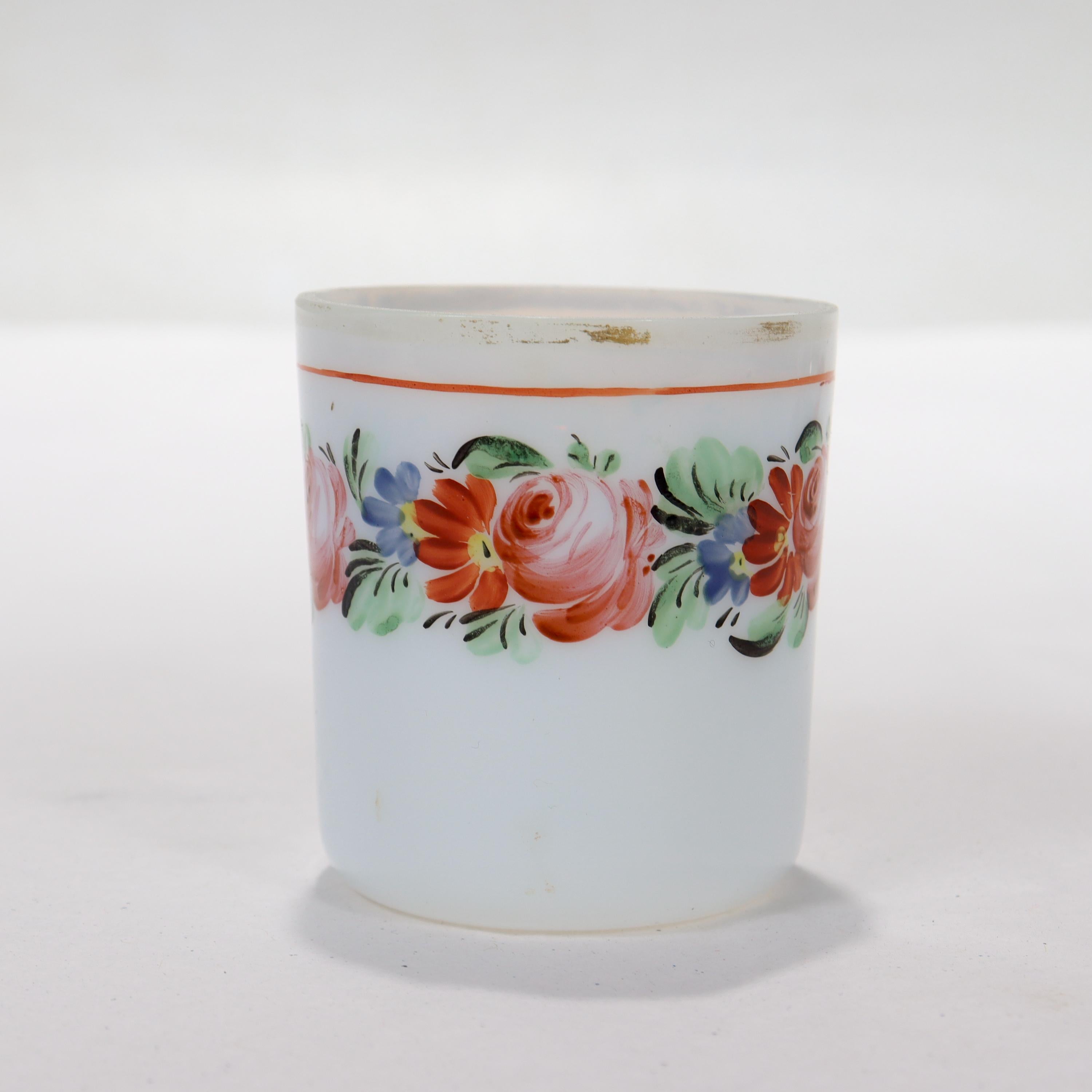 Antique French Opaline Glass Demitasse Cup & Saucer For Sale 2