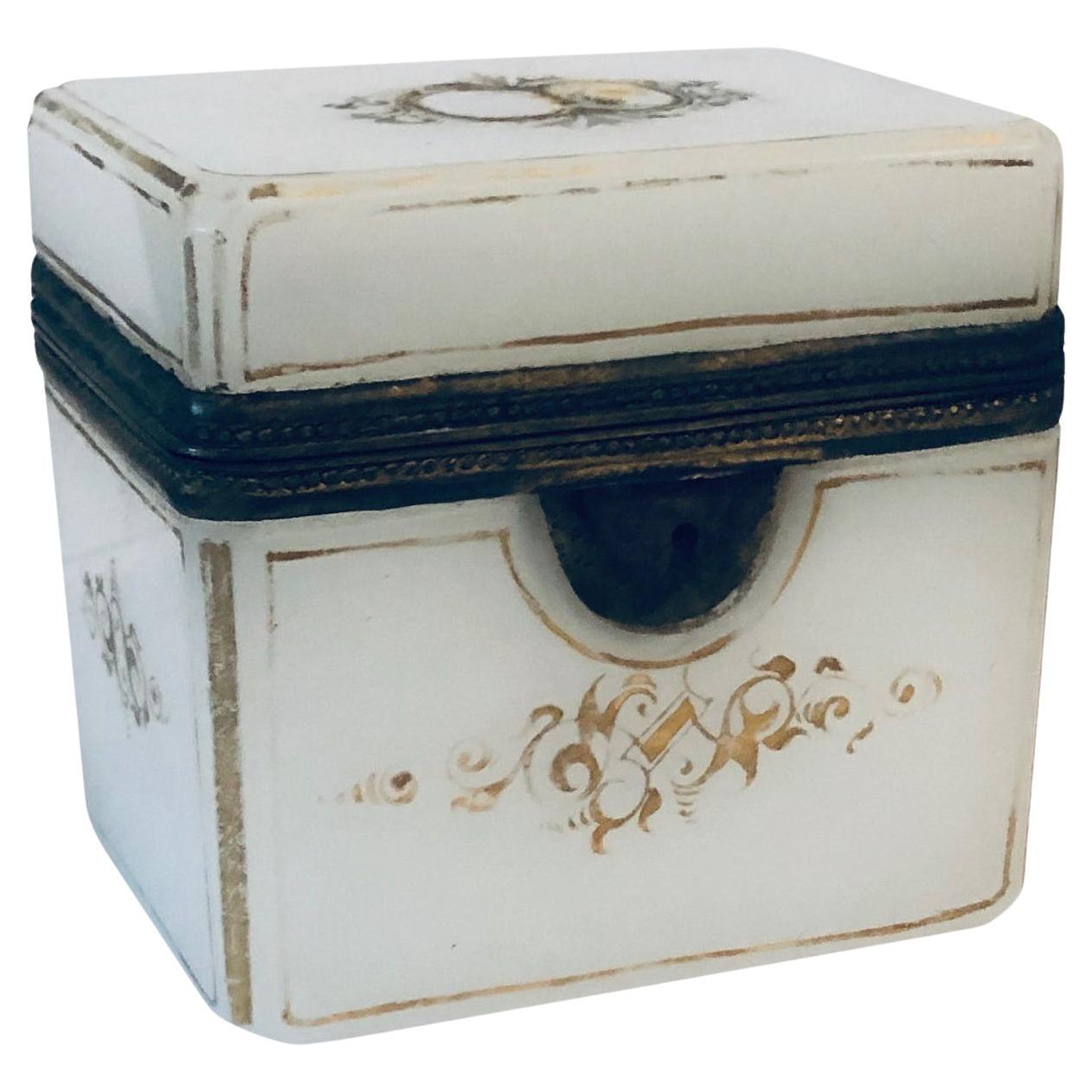 Antique French Opaline Hinged Box For Sale
