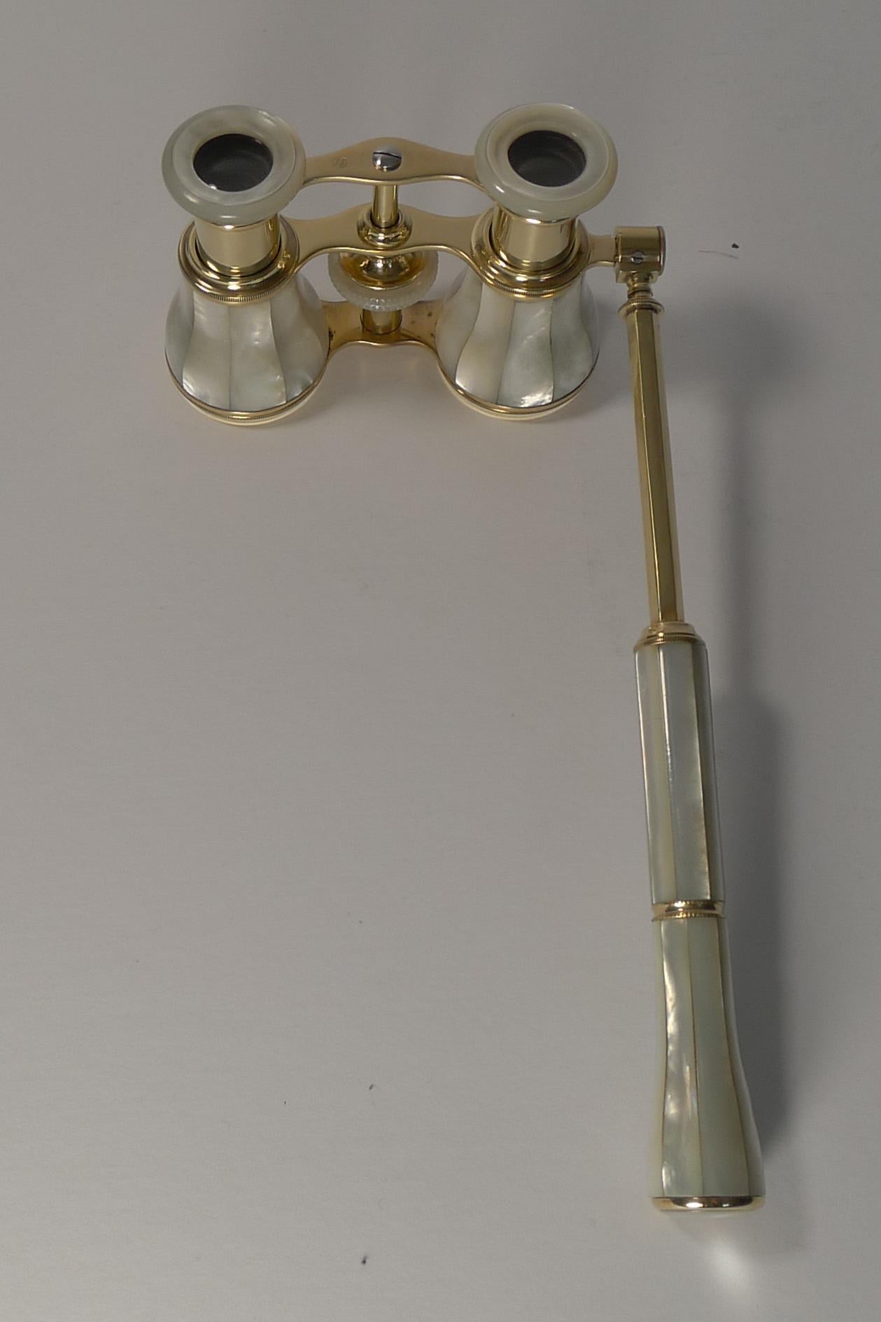 Antique French Opera Glasses with Detachable Lorgnette Handle, circa 1900 1