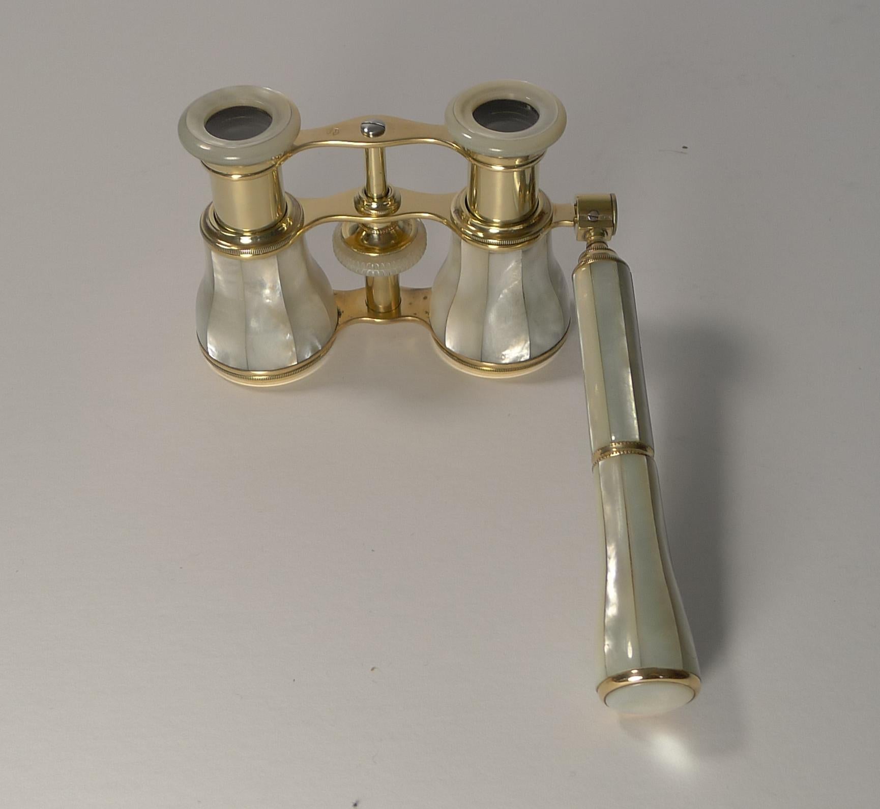 Antique French Opera Glasses with Detachable Lorgnette Handle, circa 1900 2