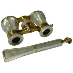 Antique French Opera Glasses with Detachable Lorgnette Handle, circa 1900
