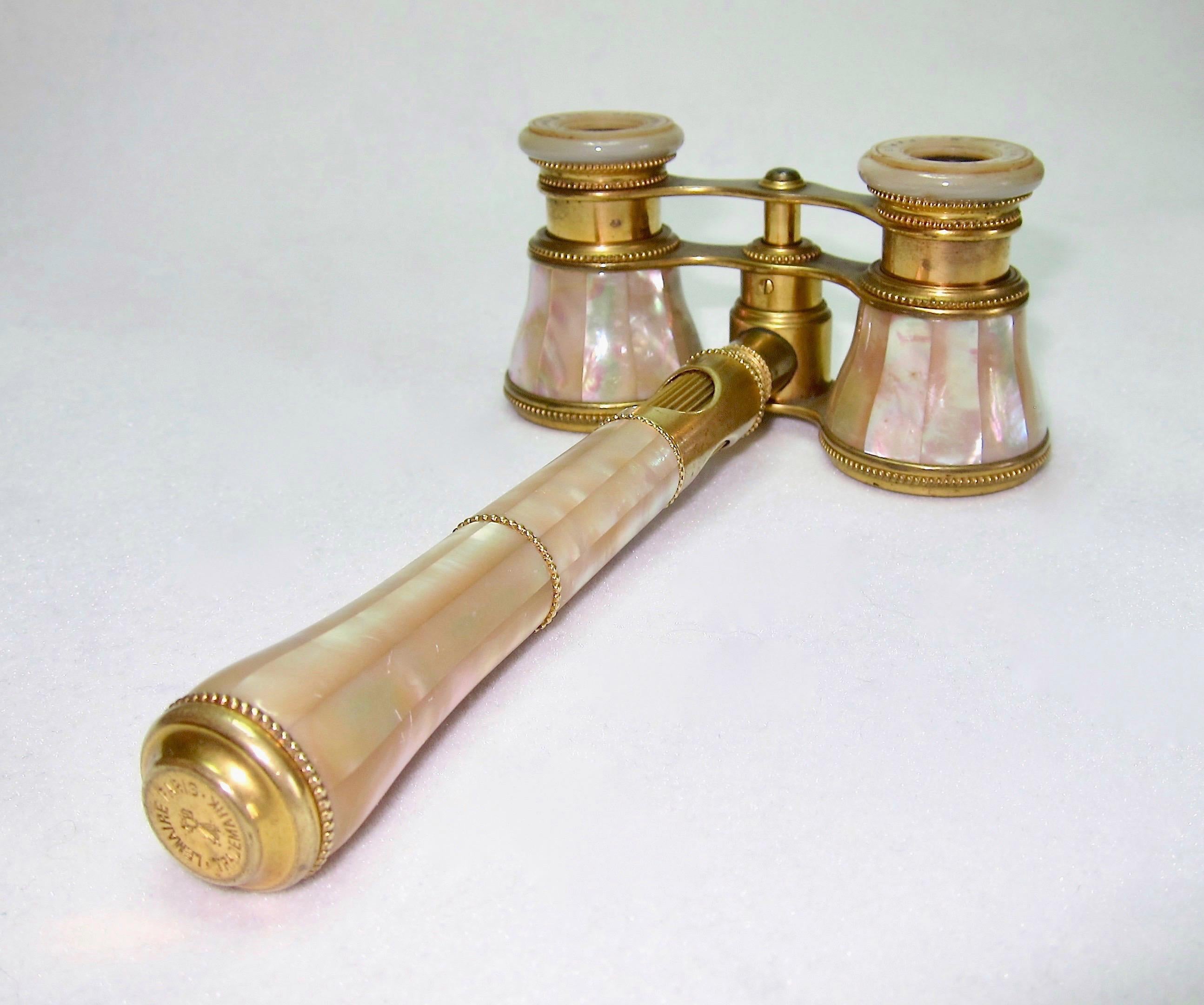 Metal Antique French Opera Glasses with Removable Handle from Lemaire of Paris
