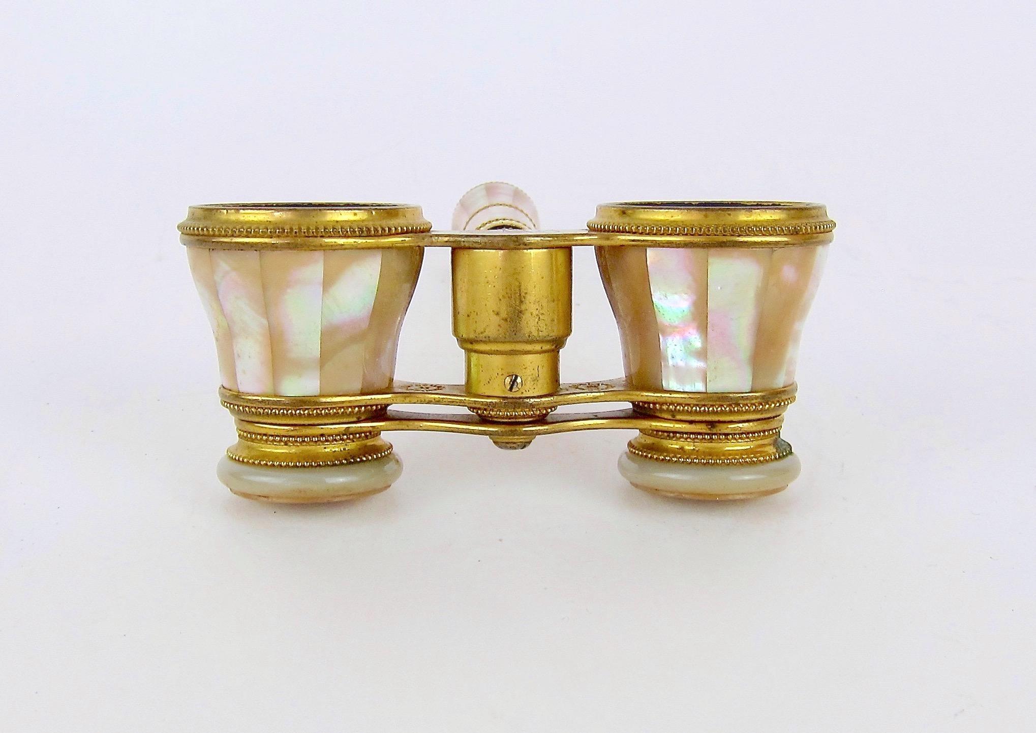 Belle Époque Antique French Opera Glasses with Removable Handle from Lemaire of Paris