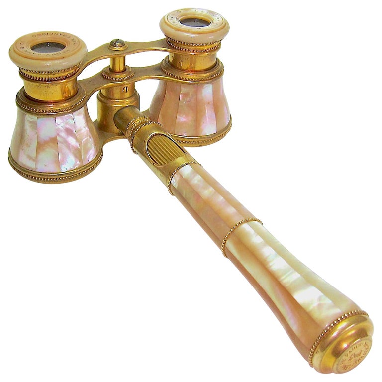 Antique French Opera Glasses with Removable Handle from Lemaire of