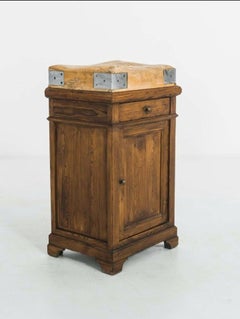 Antique French or Belgian Butcher Block Meat Market Work Island