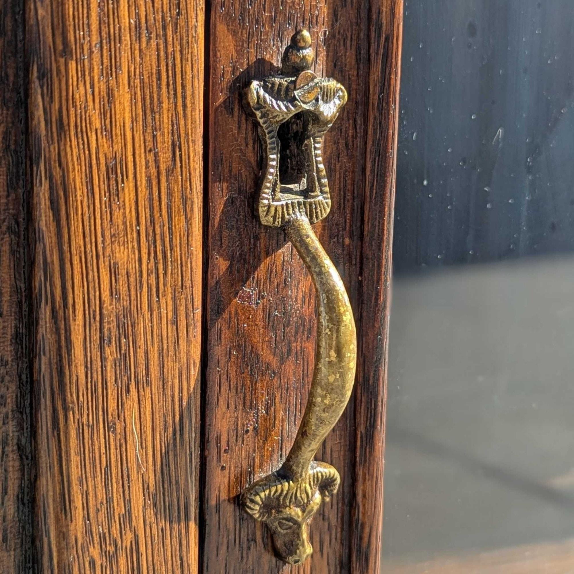 Antique French o English Curved Glass Display Cabinet, Oak, circa 1900 in vendita 3
