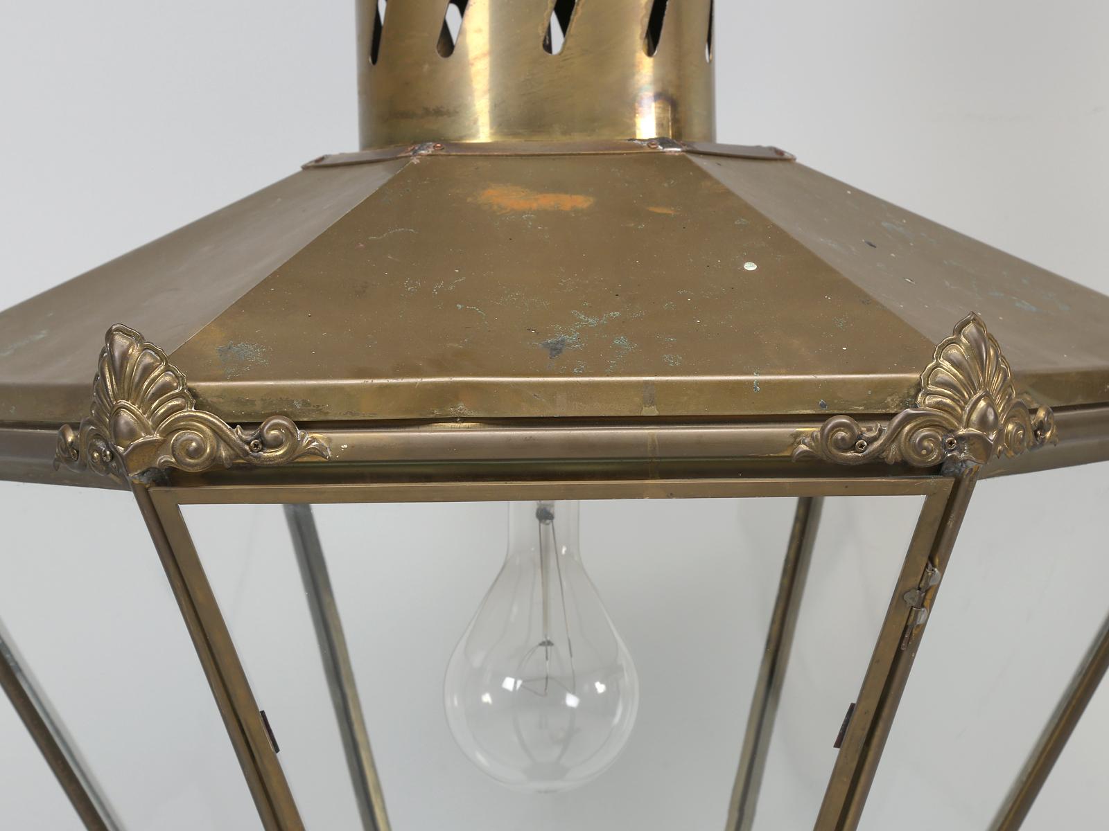 Antique French or English, Very Large Brass Lantern Completely Restored 1