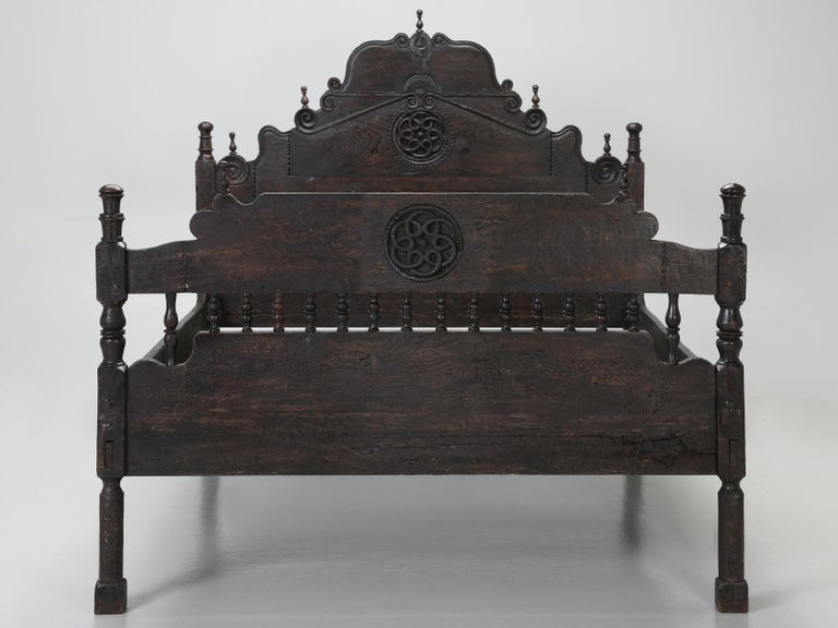 Antique French or Spanish Colonial Style Bed, Converted to a Queen Size Bed For Sale at 1stDibs