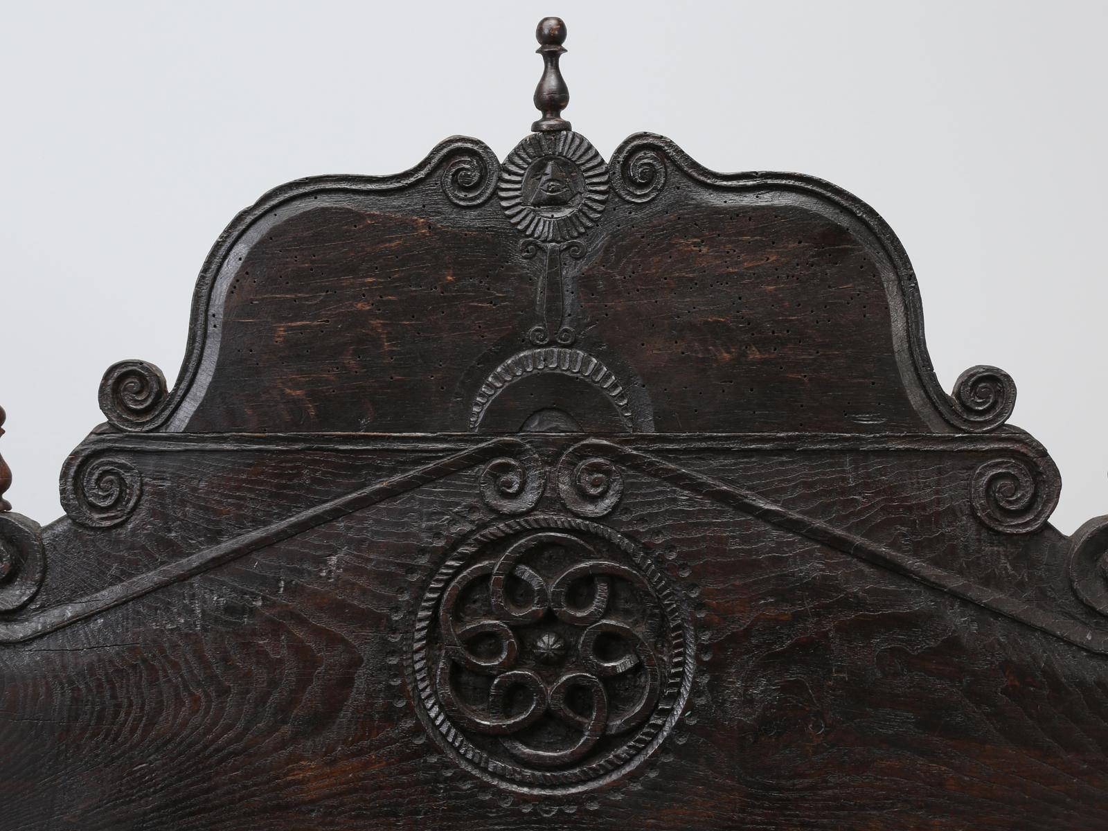 Hand-Carved Antique French or Spanish Colonial Bed, Converted to an American Queen Size Bed For Sale