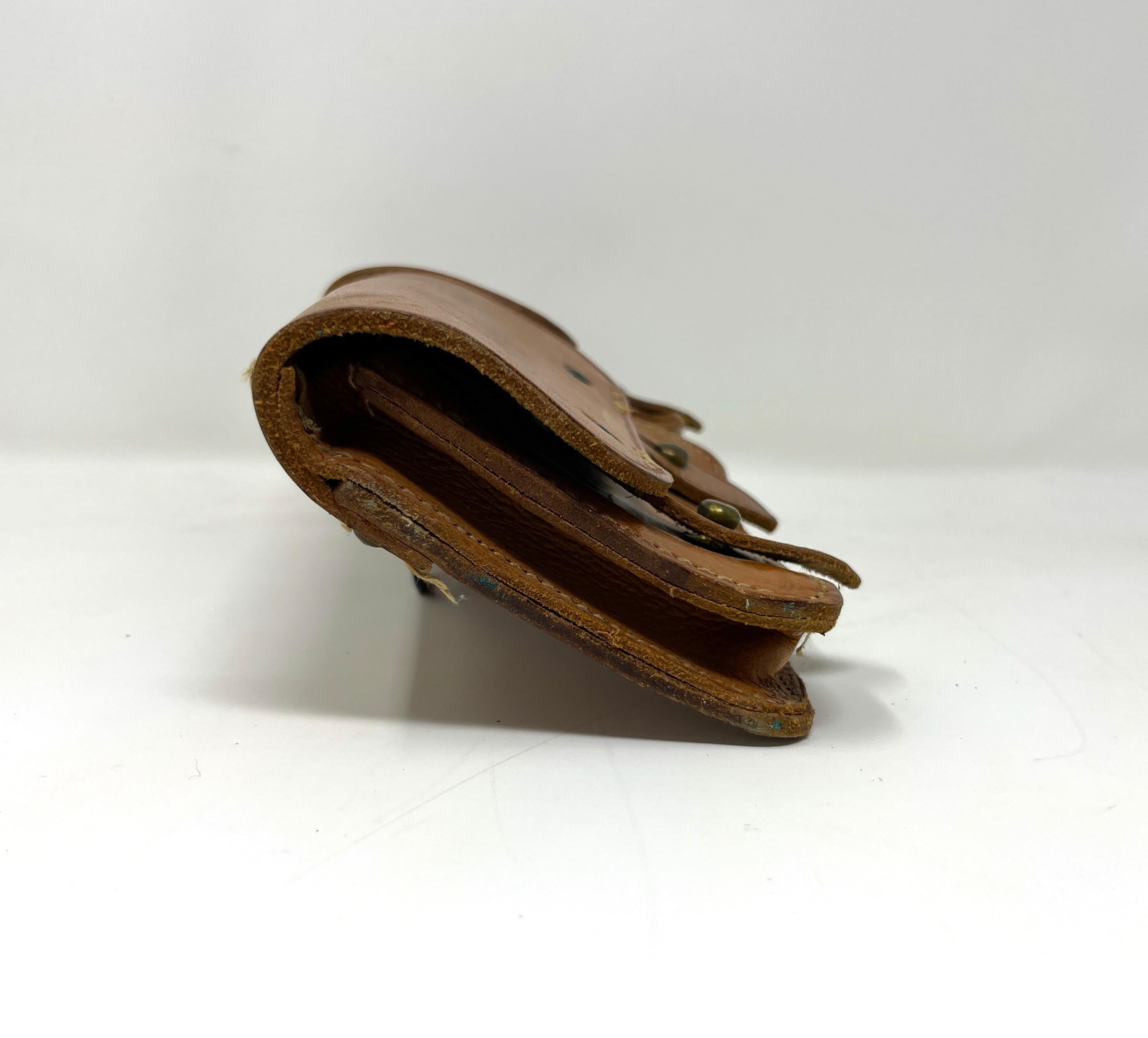 Antique French or Swiss Army Leather Ammunition Ammo Bullet Pouch In Good Condition For Sale In Chicago, IL