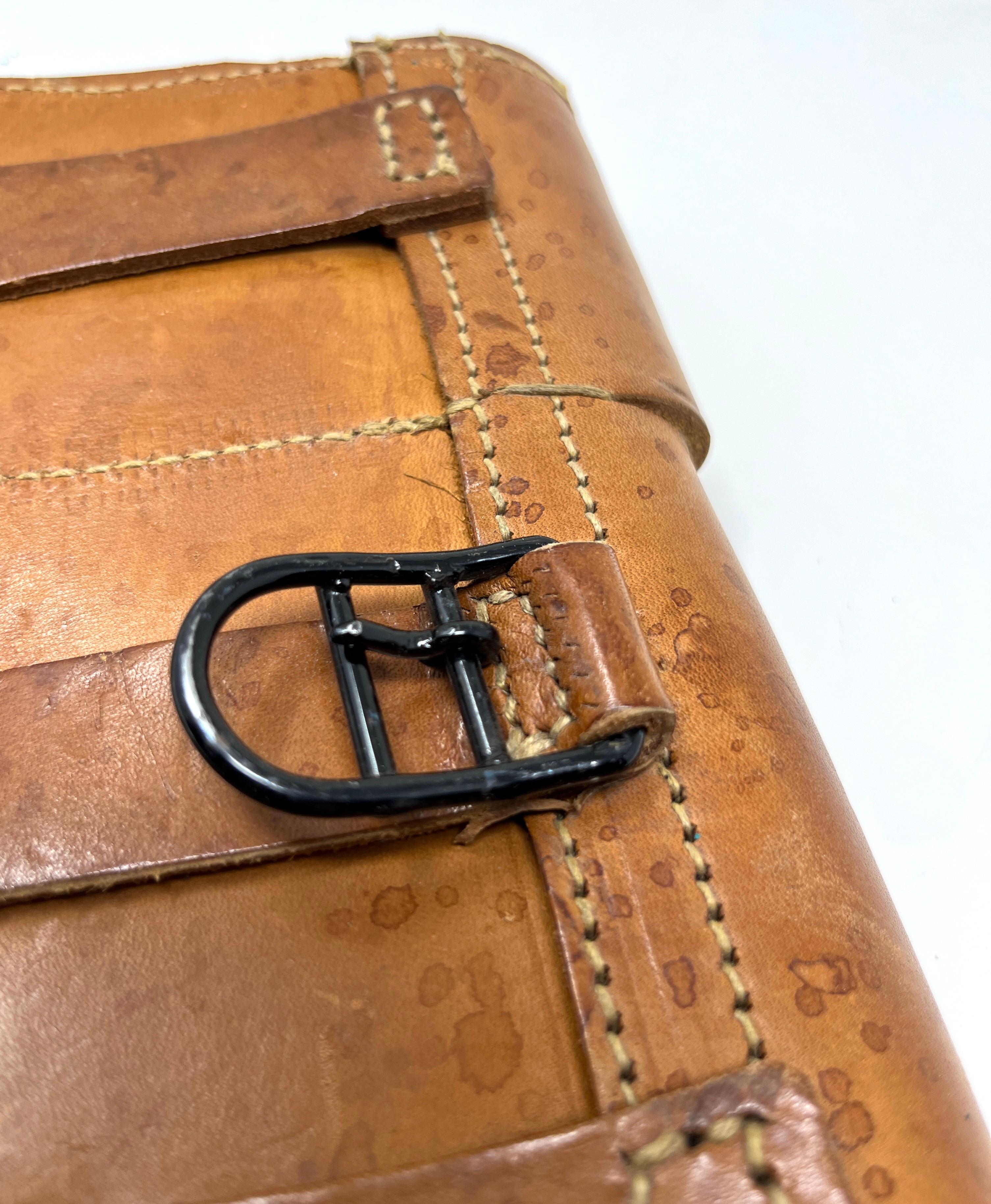 Antique French or Swiss Army Leather Ammunition Ammo Bullet Pouch 4