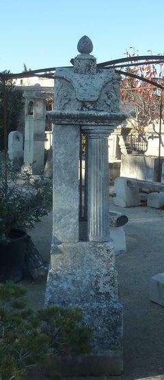 Antique French Oratory in Stone with Pair of Columns and Finely Sculpted Capital