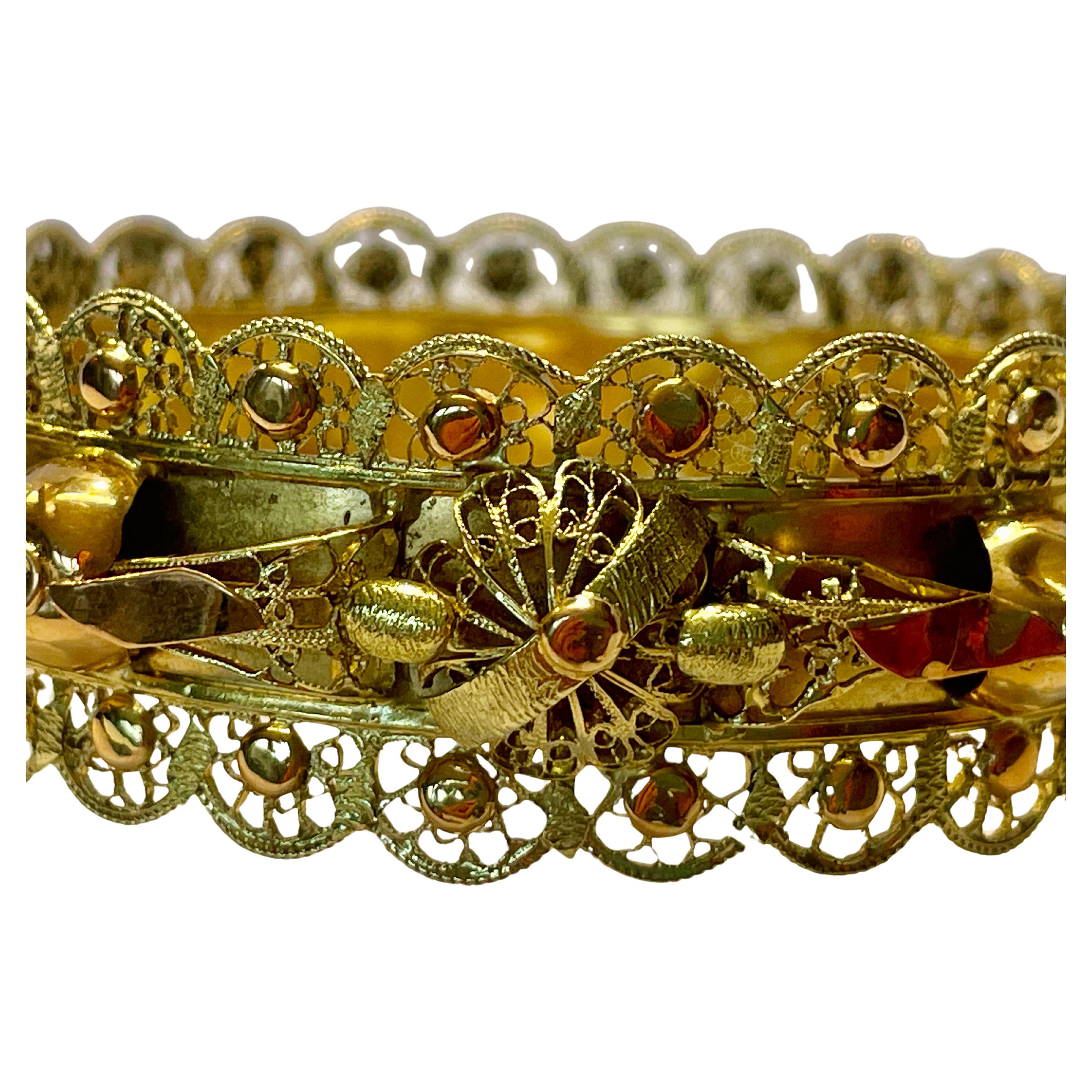 Antique French Oriental Bangle Bracelet 18 Karat 1930s For Sale 4