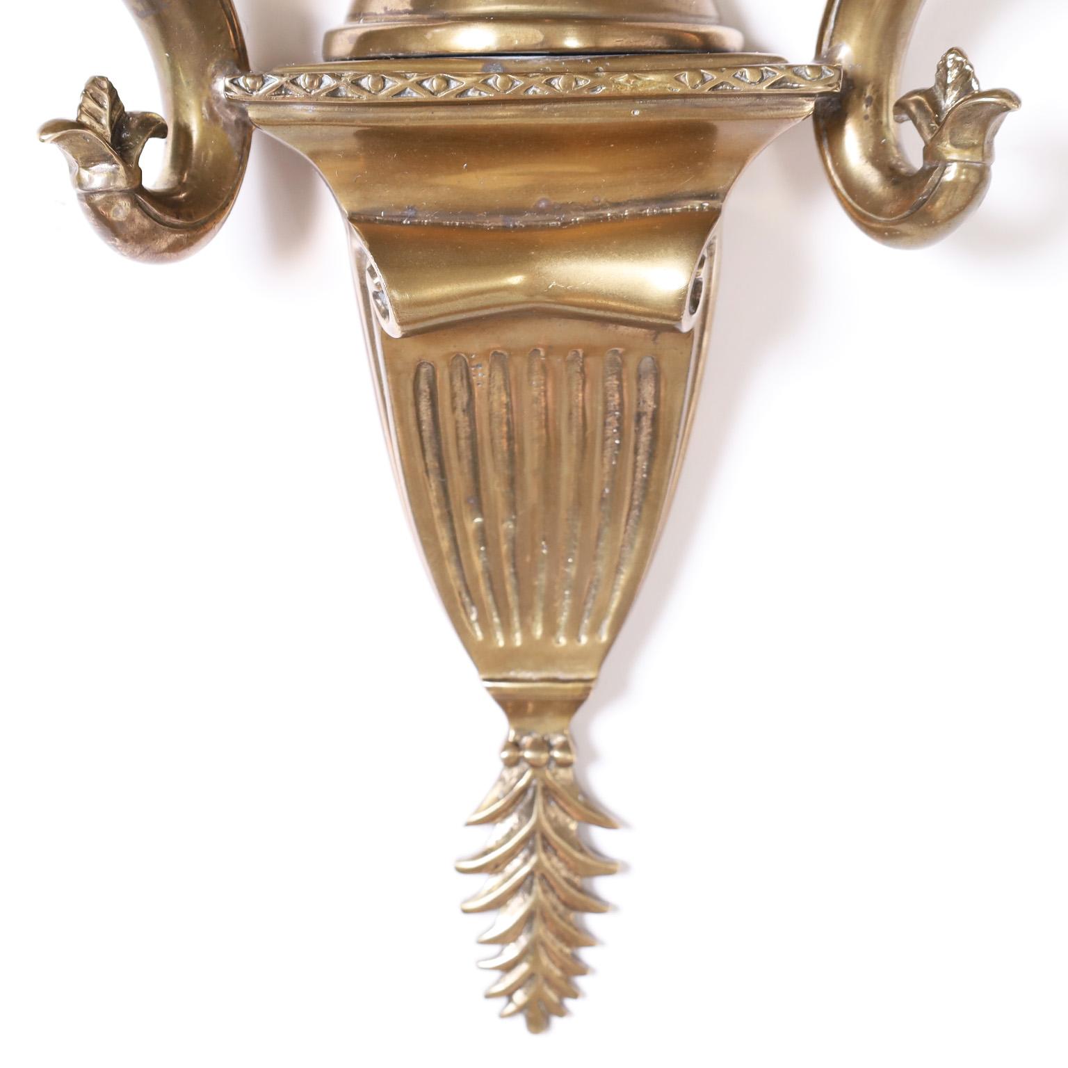 Antique French Orientalist Figural Wall Sconce Pair with Palm Trees For Sale 2