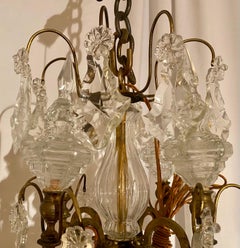 Antiguo candelabro francés original de cristal y bronce de Baccarat, circa 1880