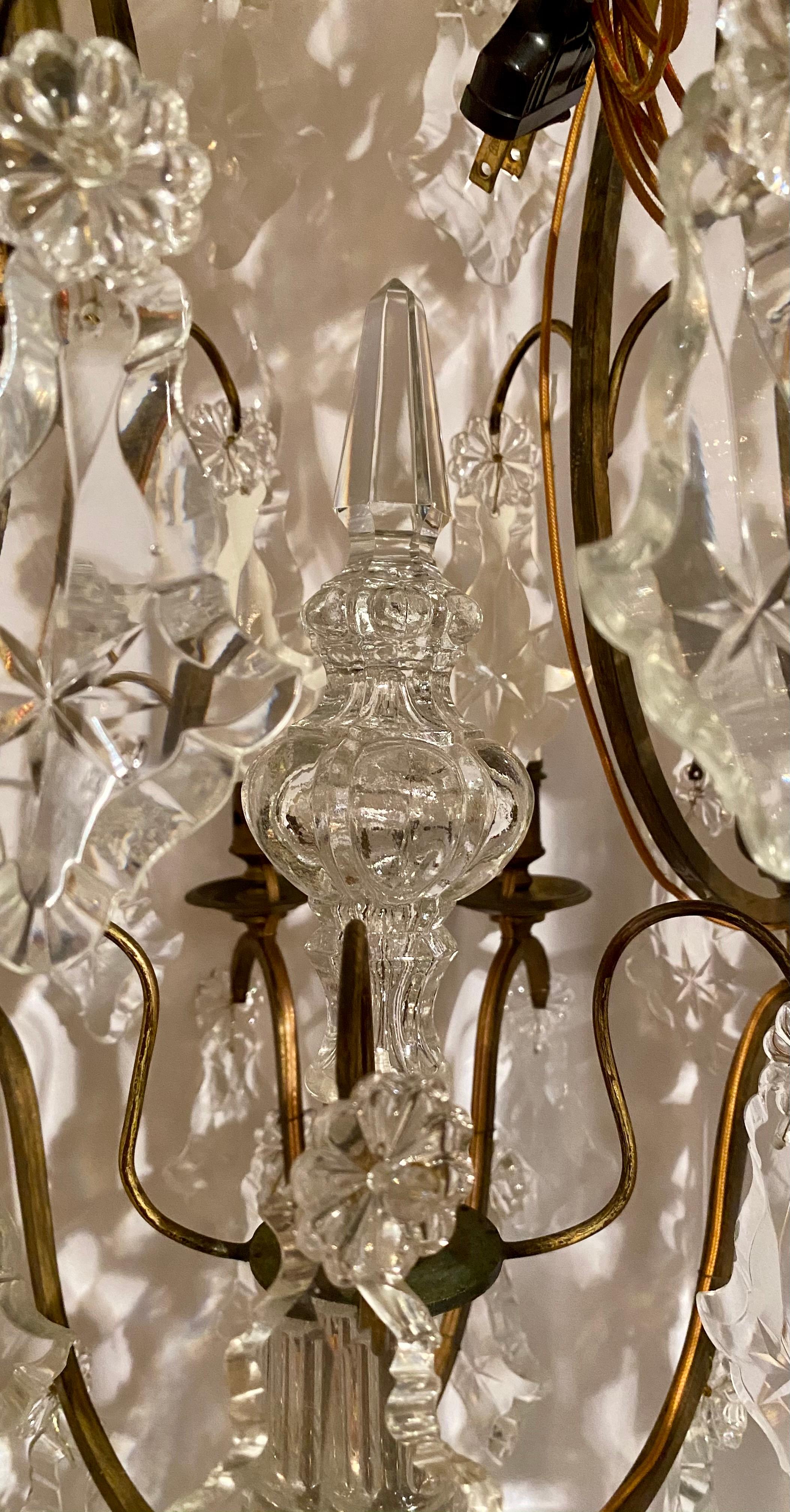 19th Century Antique French Original Baccarat Crystal and Bronze Chandelier, circa 1880 For Sale