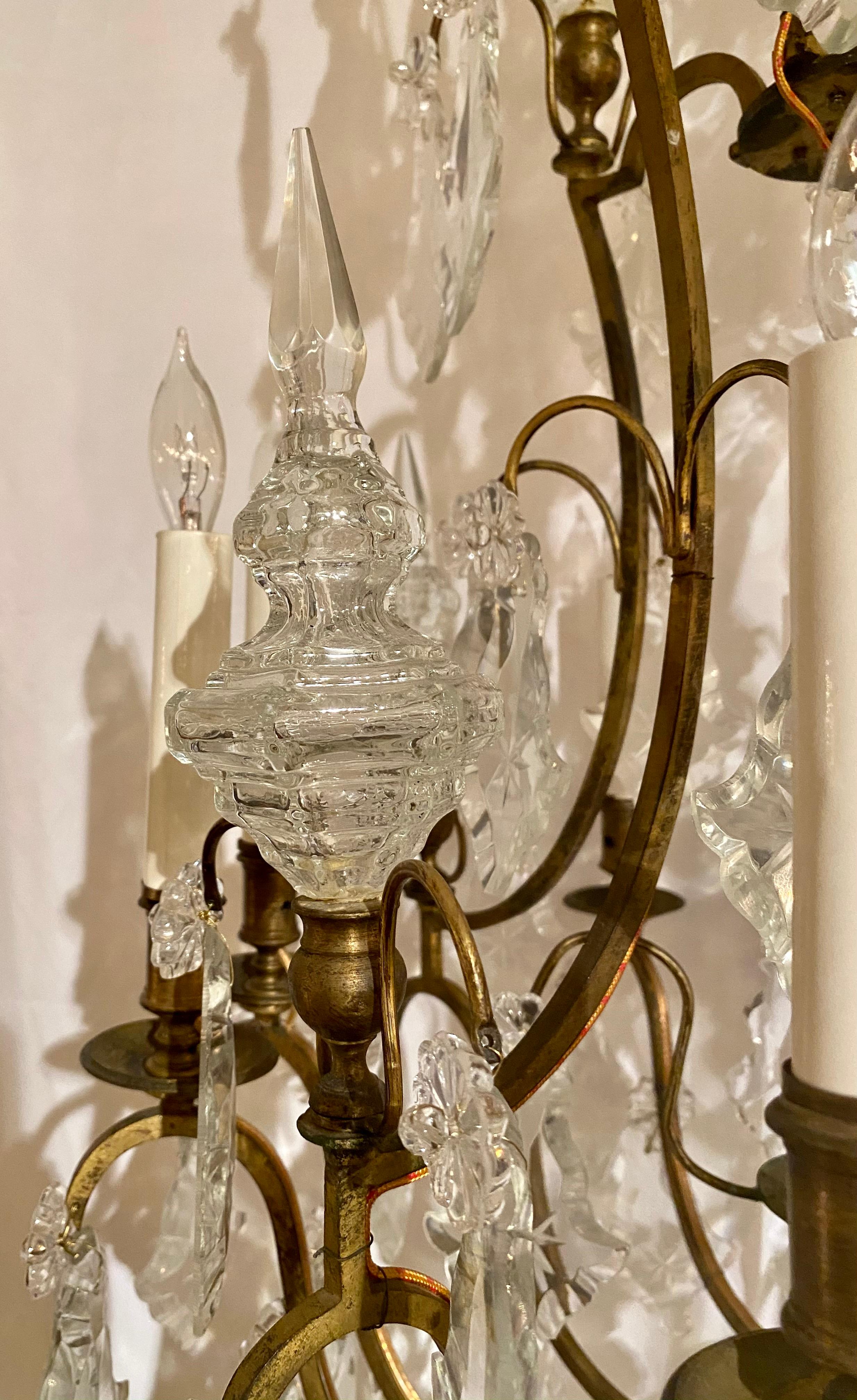 Antique French Original Baccarat Crystal and Bronze Chandelier, circa 1880 For Sale 1