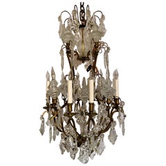 Antique French Original Baccarat Crystal and Bronze Chandelier, circa 1880