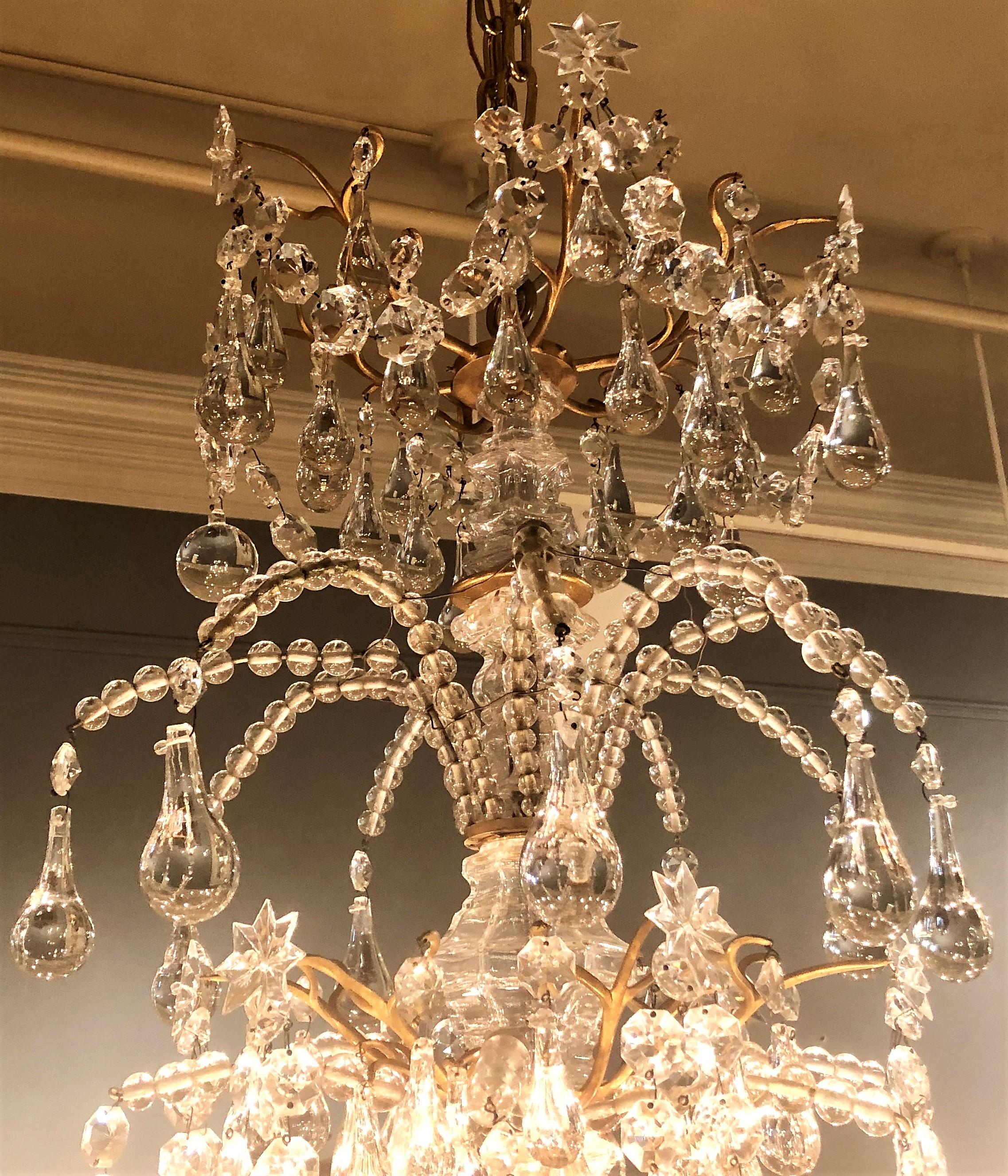 Antique French original baccarat crystal and bronze D'Ore chandelier, circa 1875-1895.