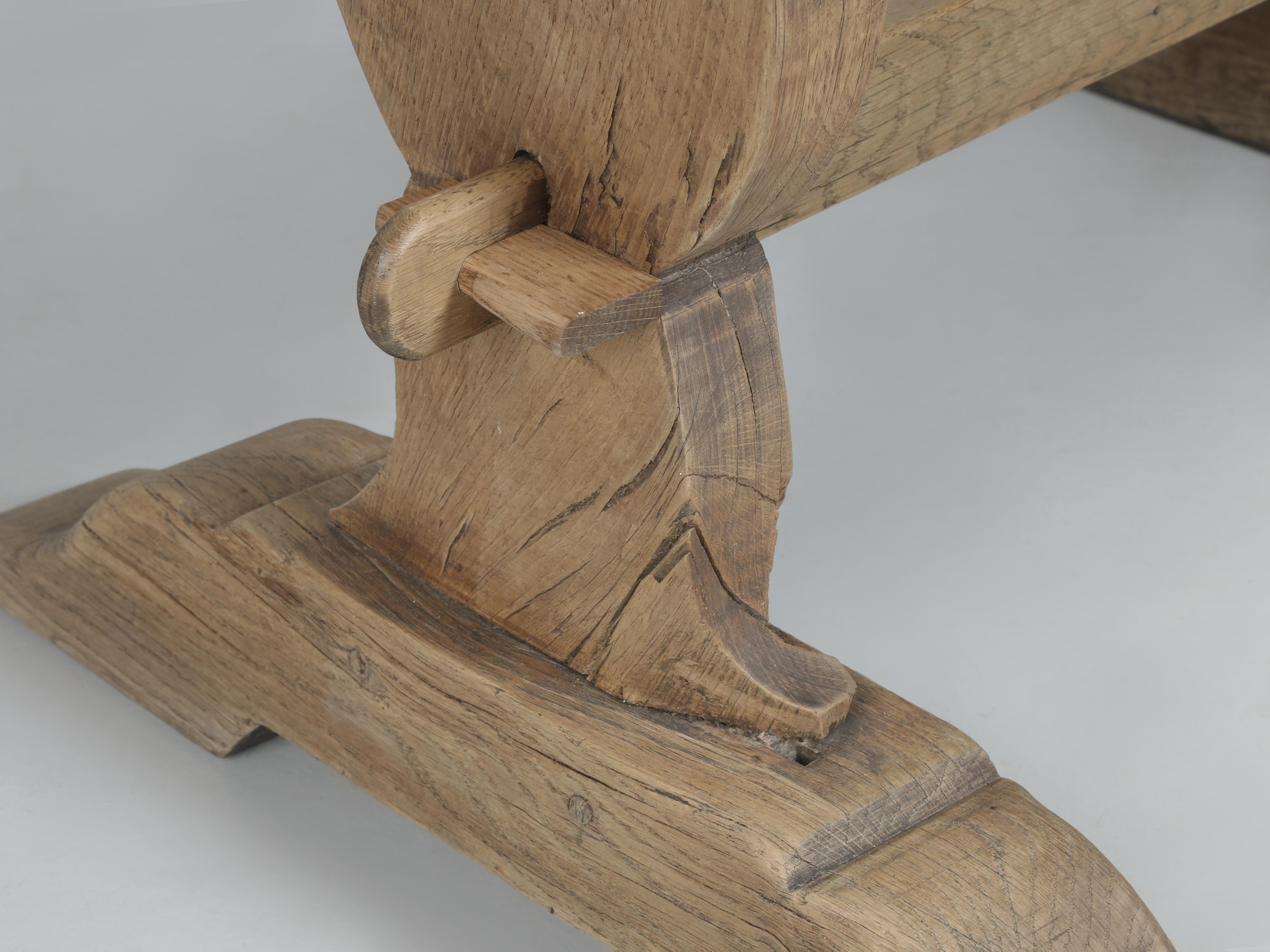Antique French Original Bistro Table in White Oak from the South of France For Sale 6