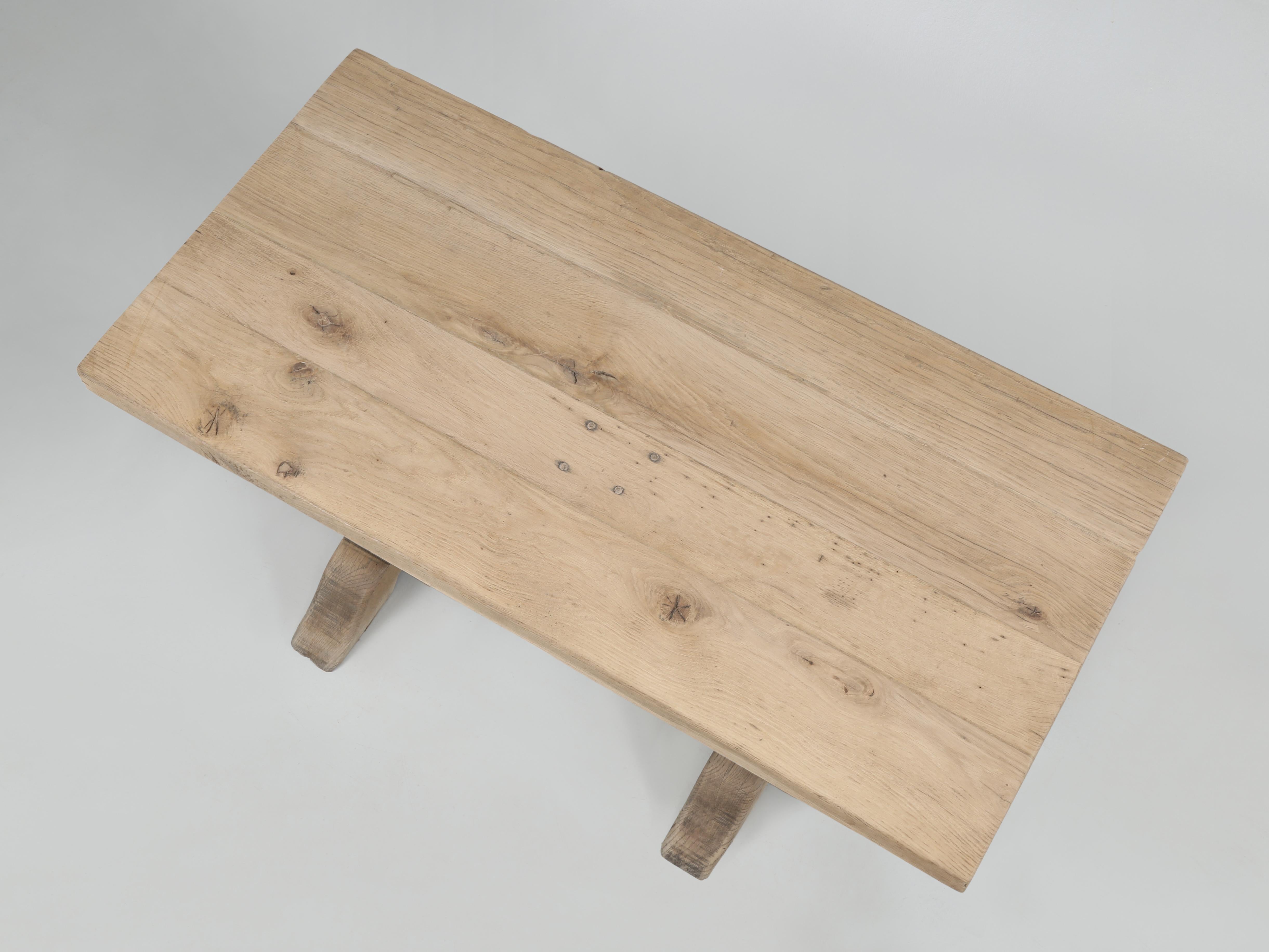 Antique French original Bistro Table from the South of France in our Old Plank washed Oak finish. Our Antique original French Bistro Table dates from the first quarter of the 1900's and was used in a French Bistro Restaurant. Our in house Old Plank