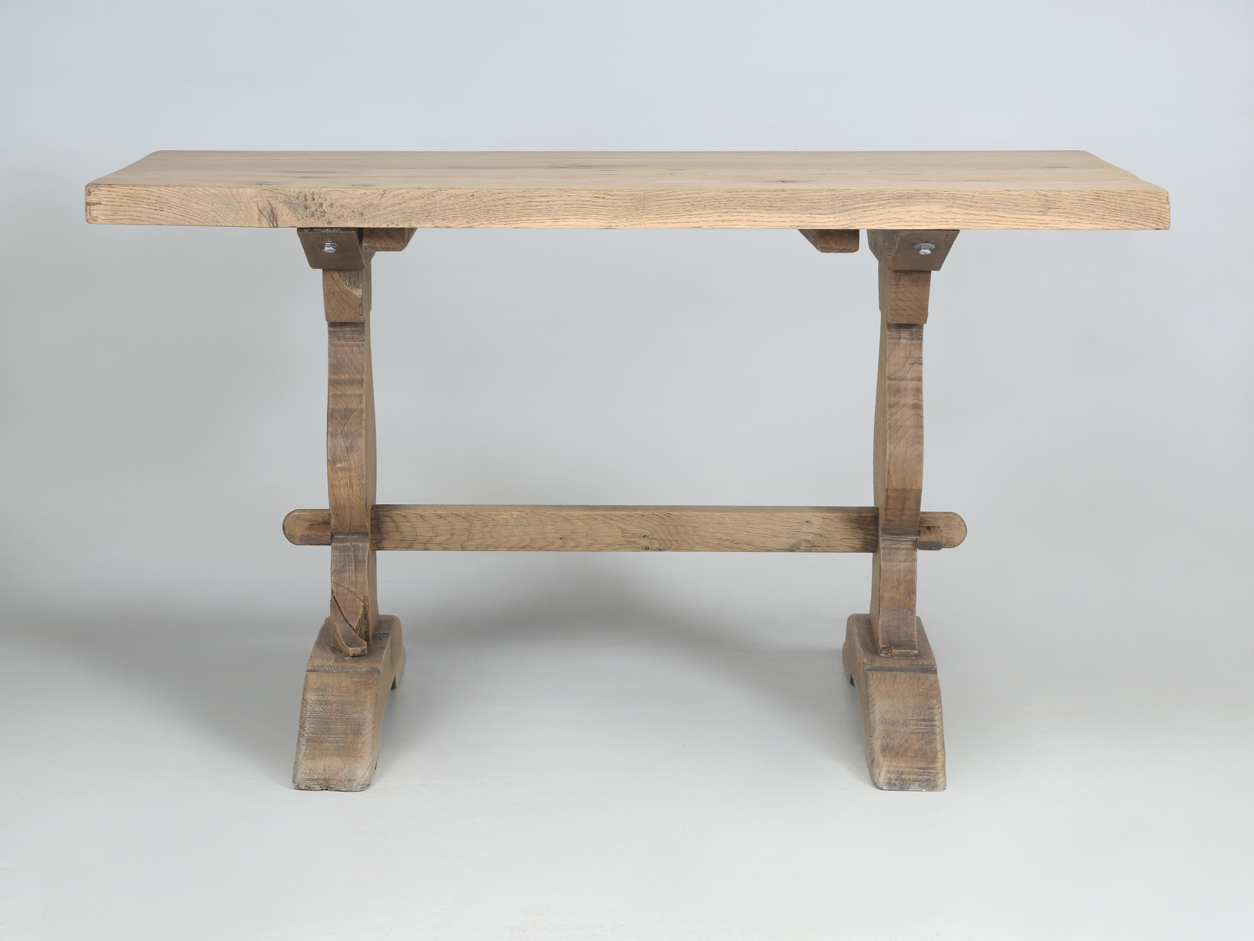 Antique French Original Bistro Table in White Oak from the South of France For Sale 2