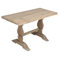 Antique French Original Bistro Table in White Oak from the South of France
