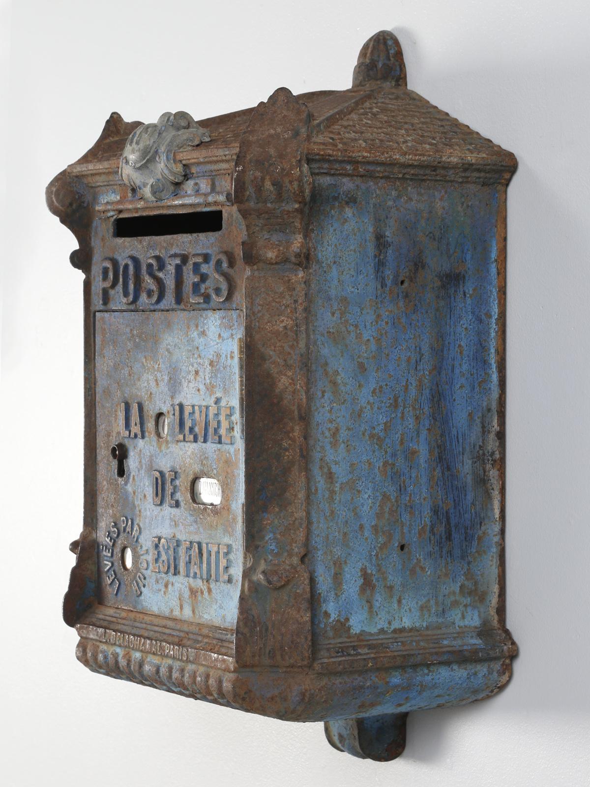 Country Antique French Original Paint Mailbox by Delachanal Paris
