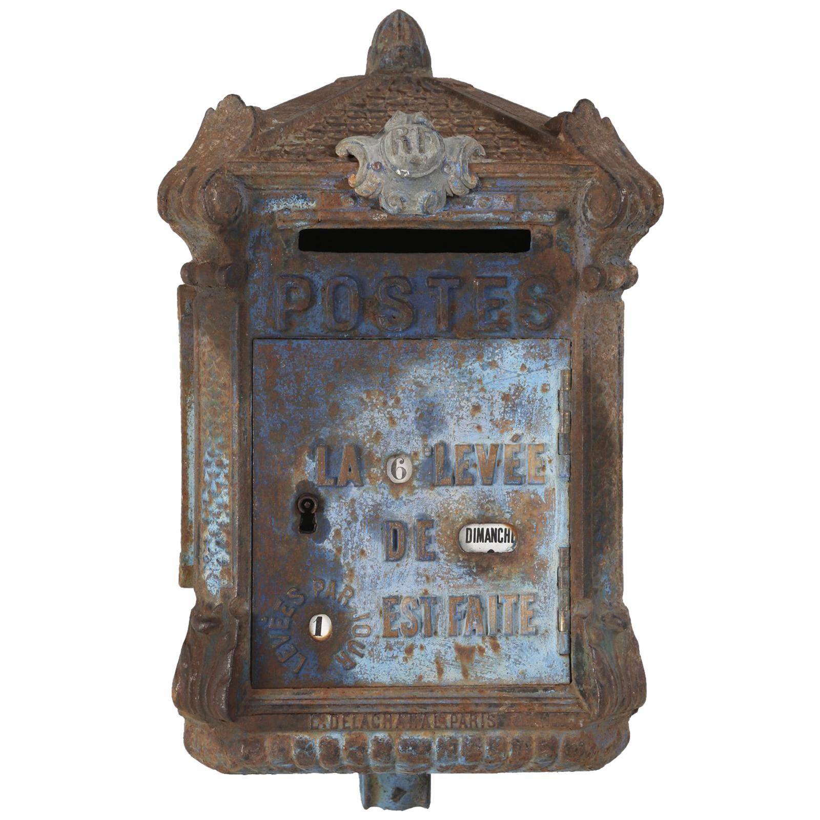 Antique French Original Paint Mailbox by Delachanal Paris