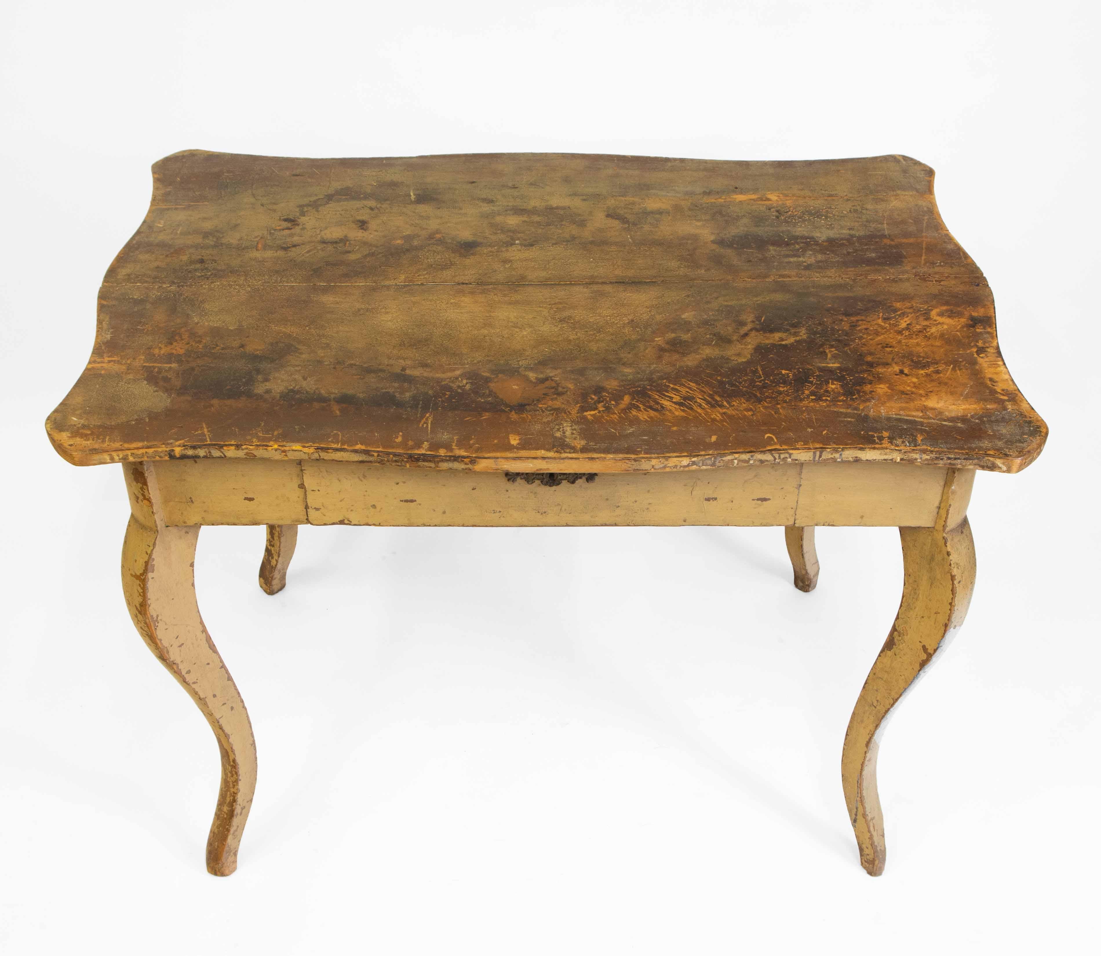 20th Century Antique French Original Painted Occasional Table with Drawer Desk For Sale