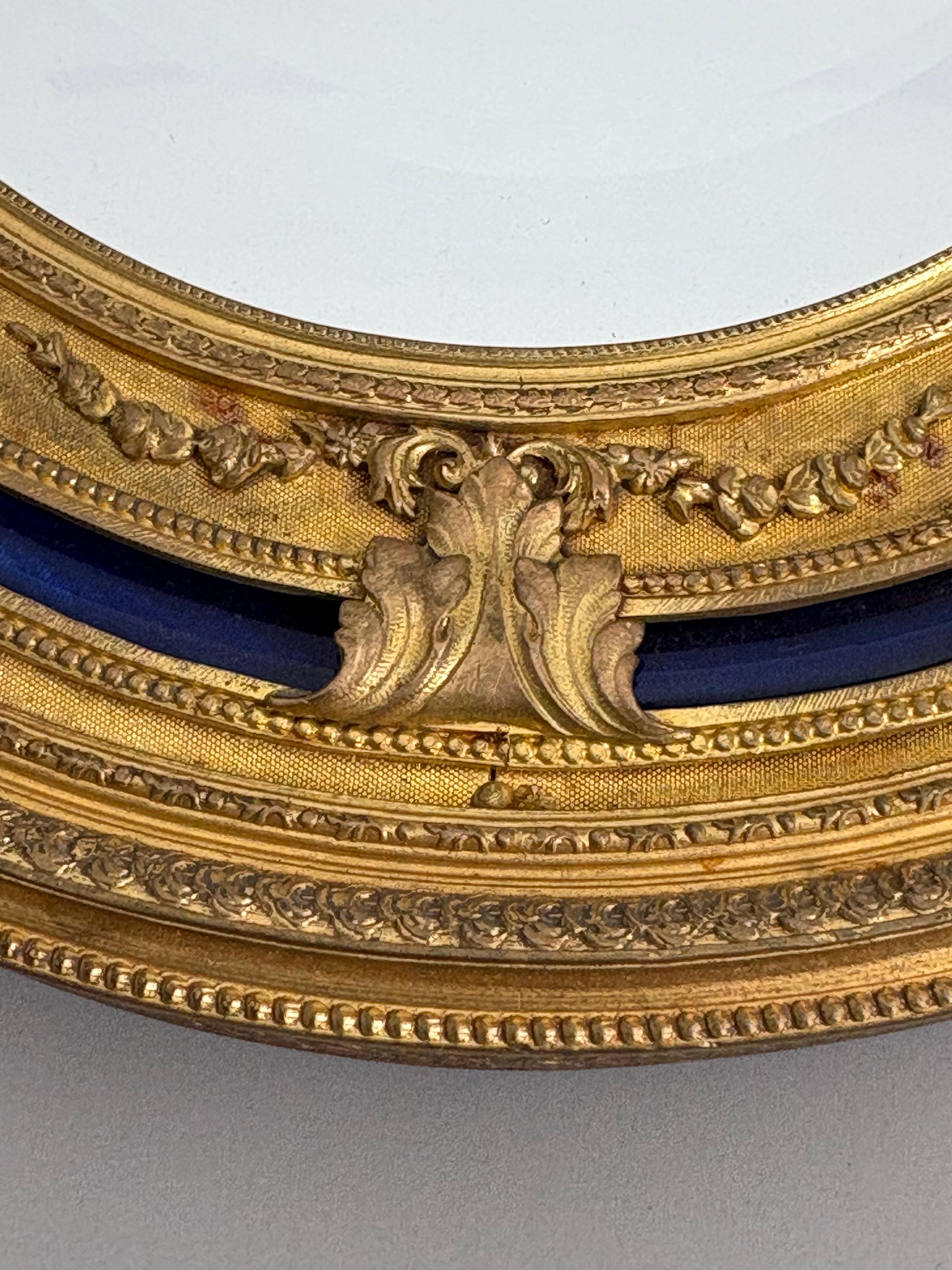 Antique French Ormolu and cobalt blue enamel table mirror For Sale 6