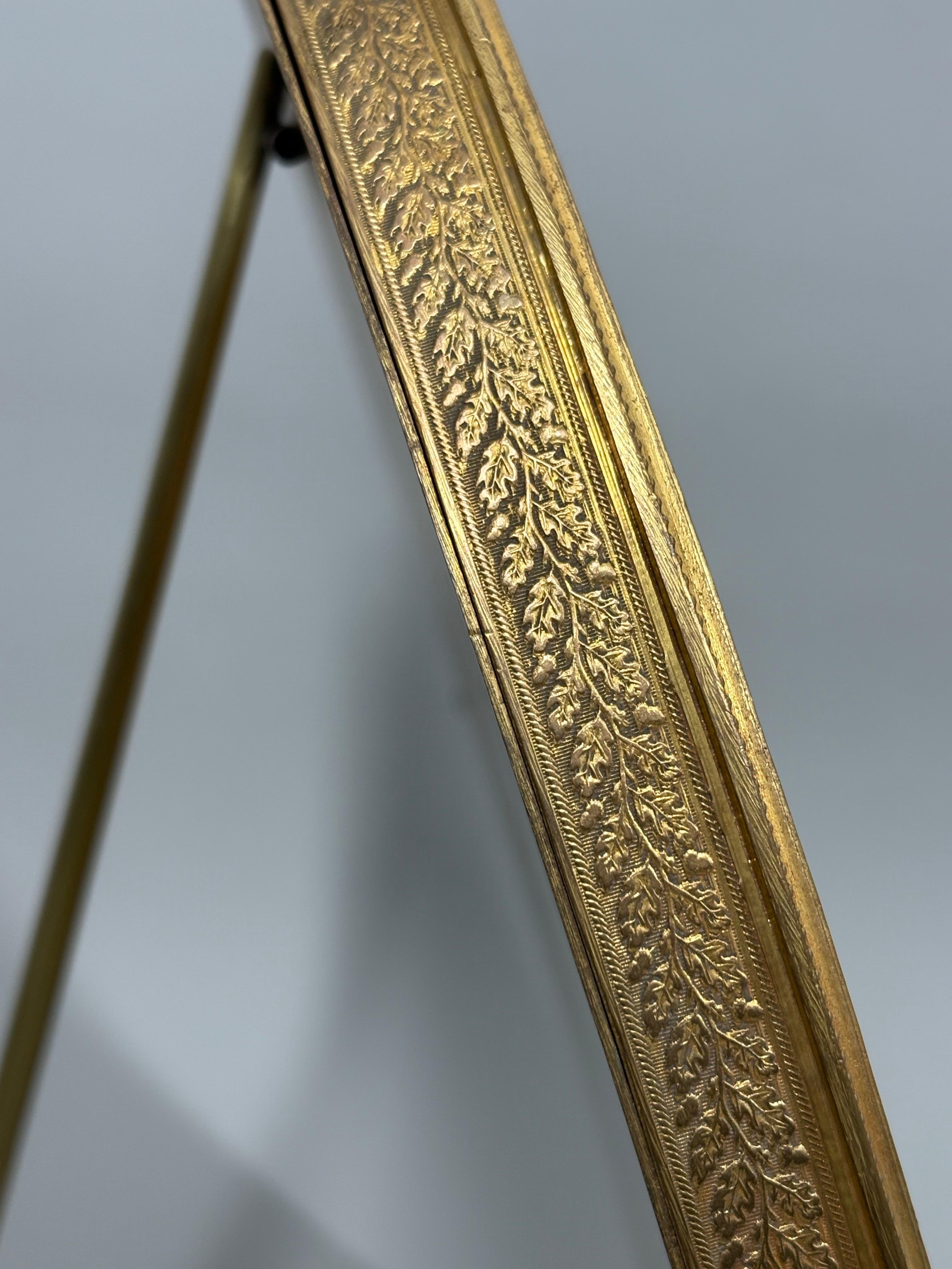 Bronze Antique French Ormolu and cobalt blue enamel table mirror For Sale