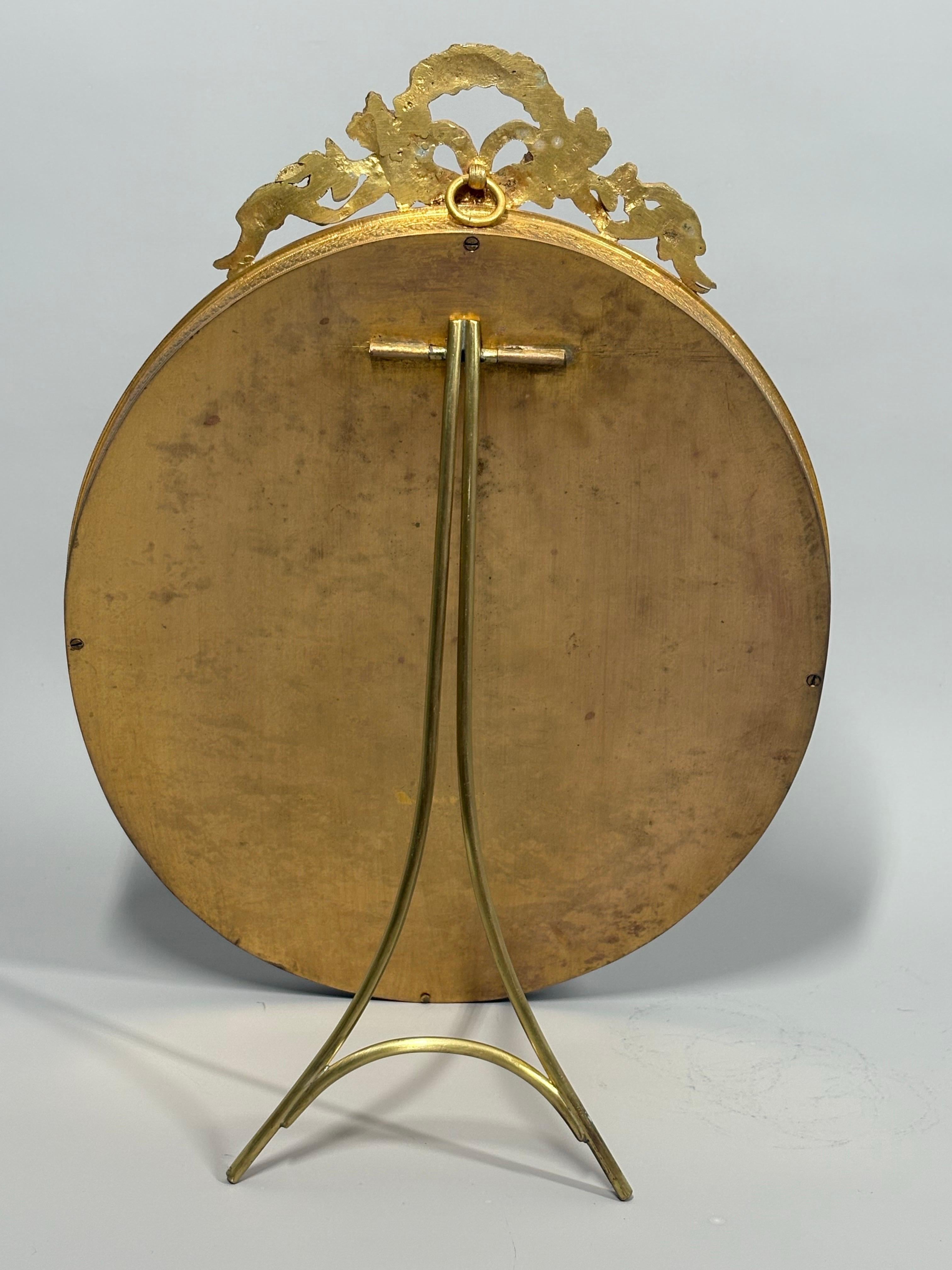 Antique French Ormolu and cobalt blue enamel table mirror For Sale 1