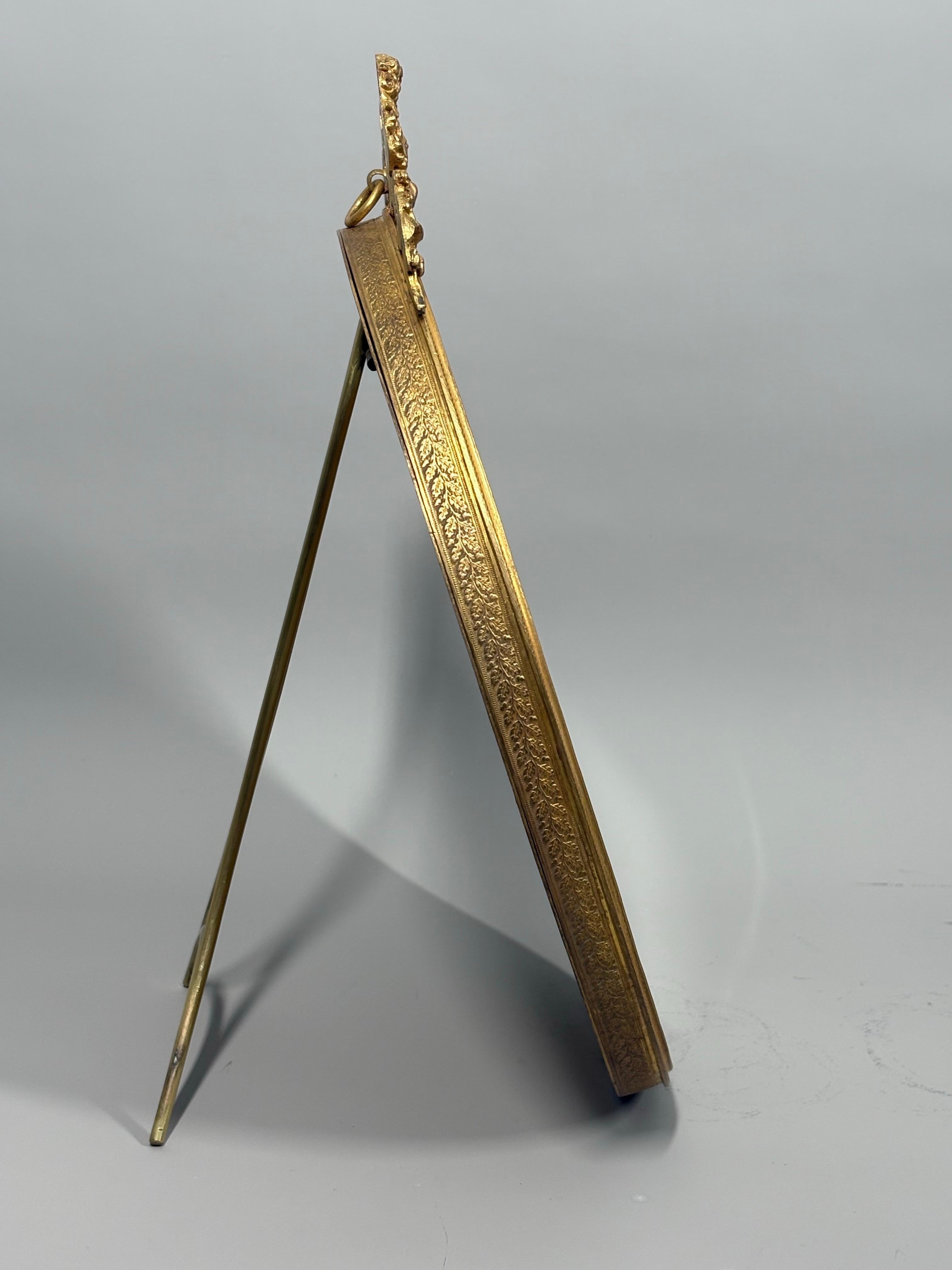 Antique French Ormolu and cobalt blue enamel table mirror For Sale 3