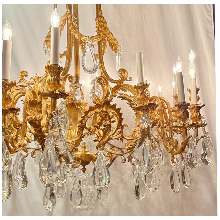 Antique French Ormolu and Crystal Chandelier, Circa 1890's. In Good Condition For Sale In New Orleans, LA