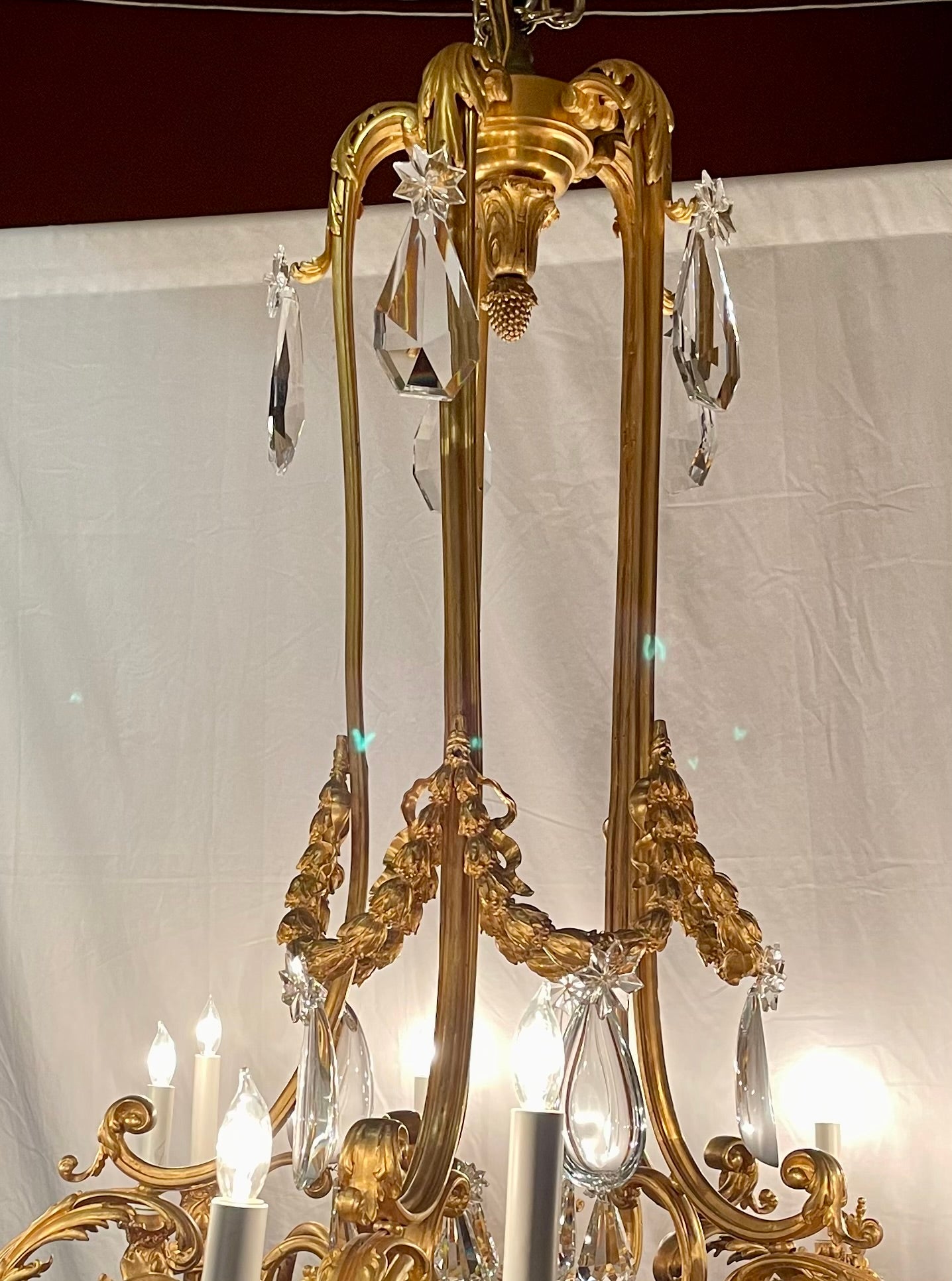 Antique French Ormolu and Crystal Chandelier, Circa 1890's. For Sale 3